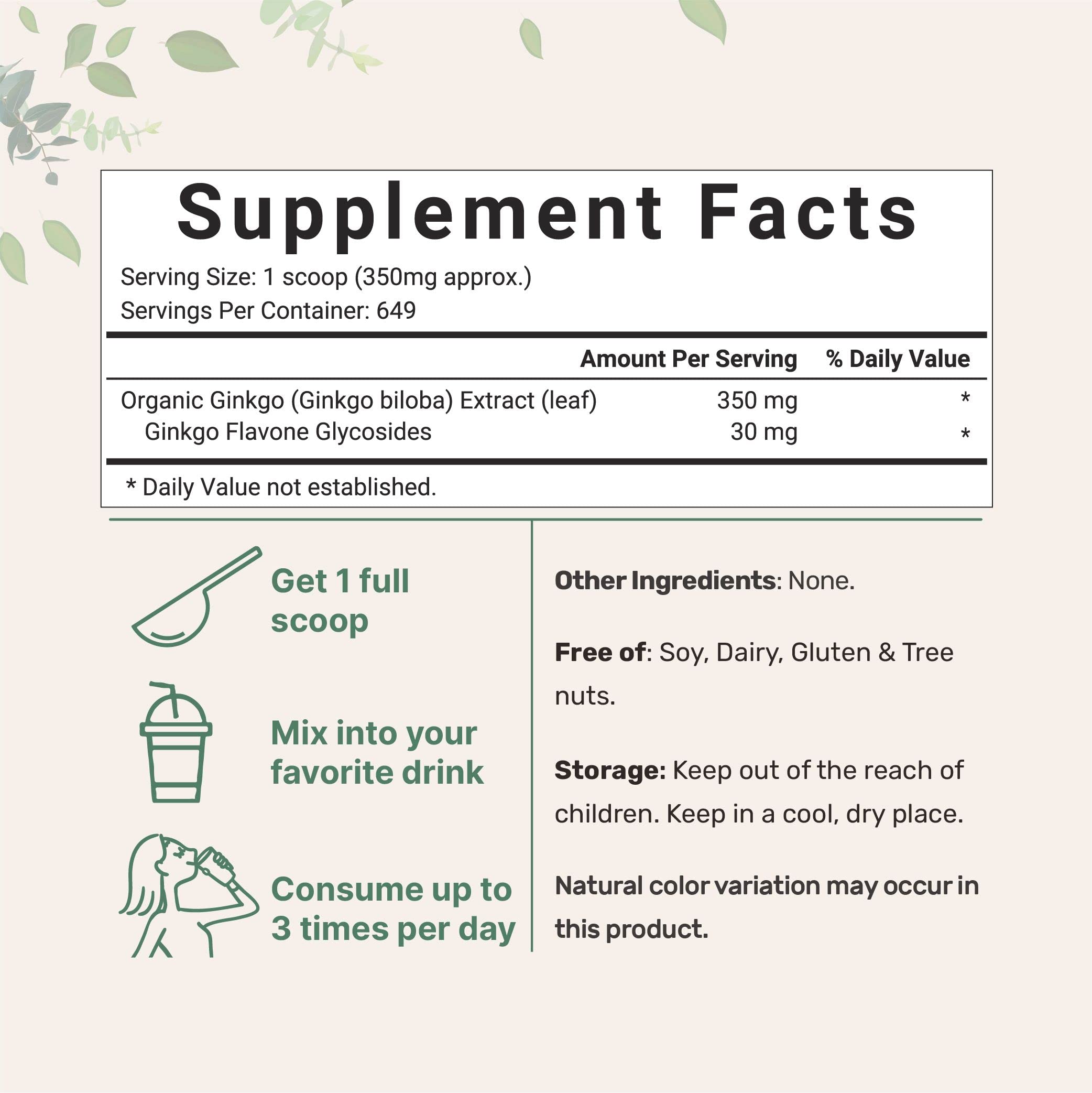 Micro Ingredients Raw Organic Ginkgo Biloba Powder, 8 Ounce (18 Months Supply) Micro Ingredients uk supplements