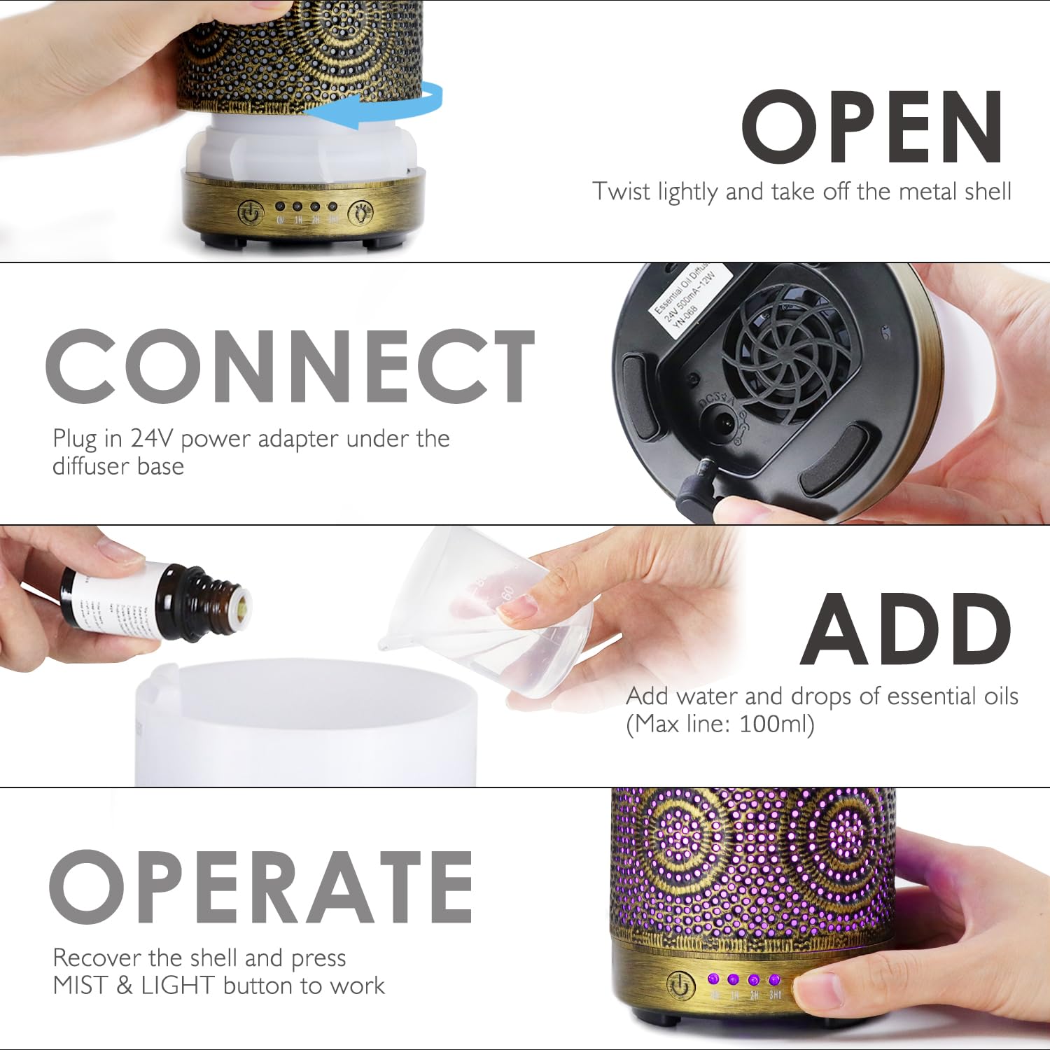 Aromatherapy Diffusers, SALKING 100mL Essential Oil Diffusers, Electric Ultrasonic Humidifier SALKING uk supplements