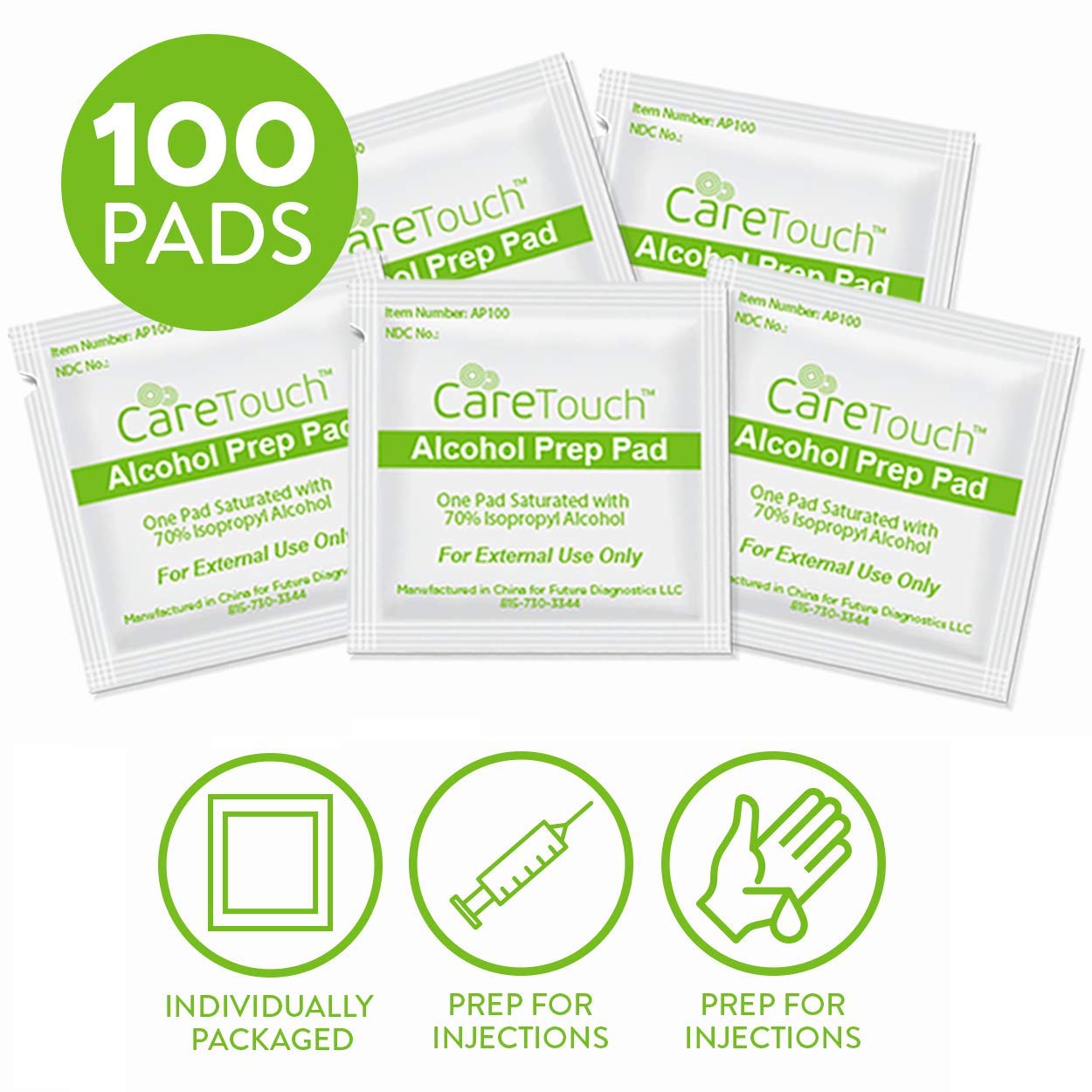 Care Touch Alcohol Wipes - Individually Wrapped Alcohol Prep Pads with 70% Isopropyl Care Touch uk supplements