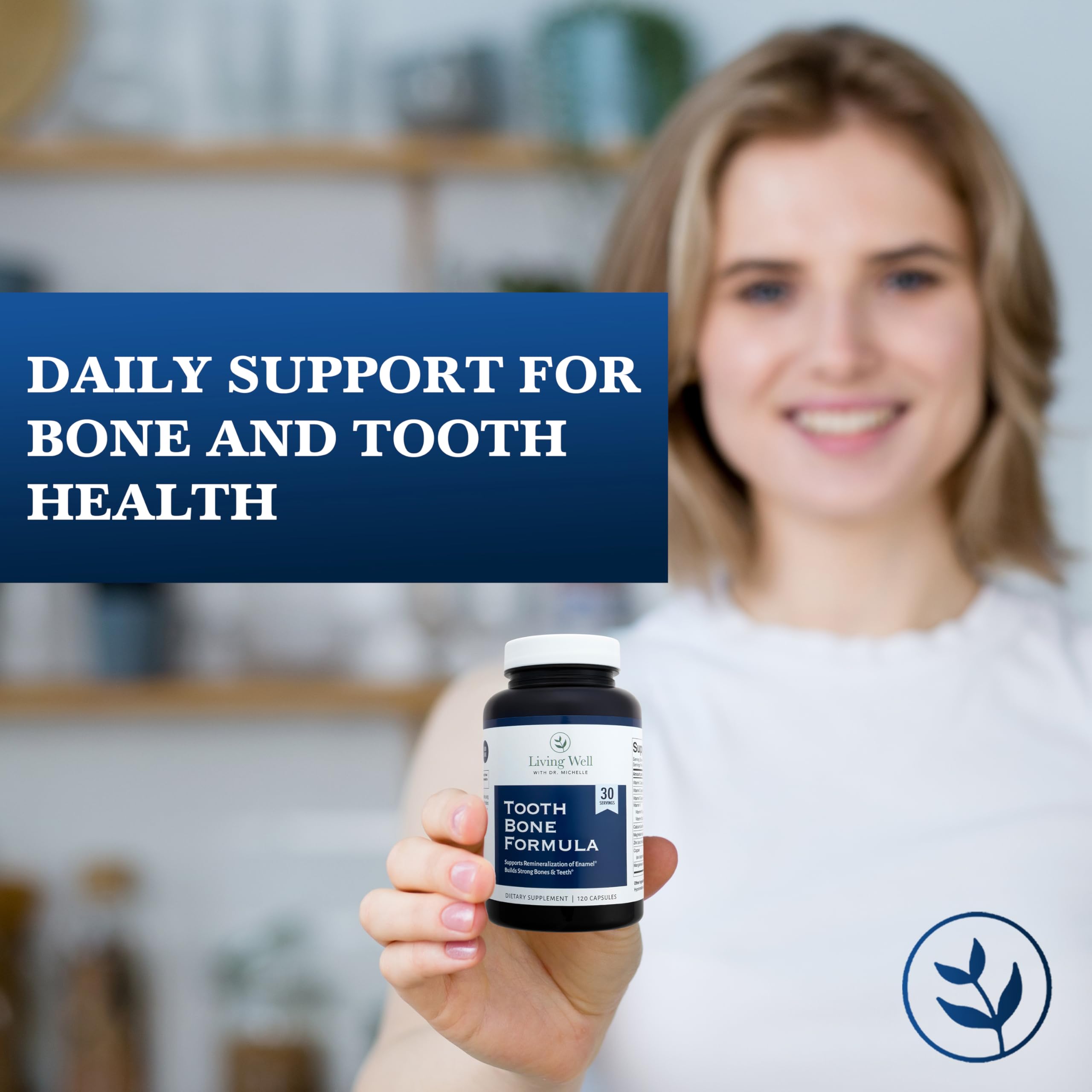 Living Well with Dr. Michelle Tooth & Bone Formula - Supplement with Calcium for Bone Strength & Tooth Enamel Support, D3 + K2, 120 Capsules, Non-GMO, Gluten-Free Living Well with Dr. Michelle uk supplements