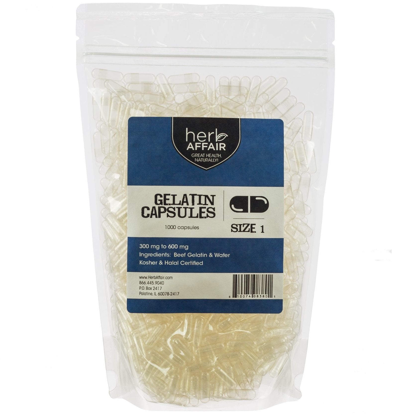 Herb Affair Clear Empty Gelatin Capsules Size 1-1000 Count – Holds 300-600mg - Great for Dogs and Kids Medication - Works with Most Capsule Fillers Herb Affair uk supplements