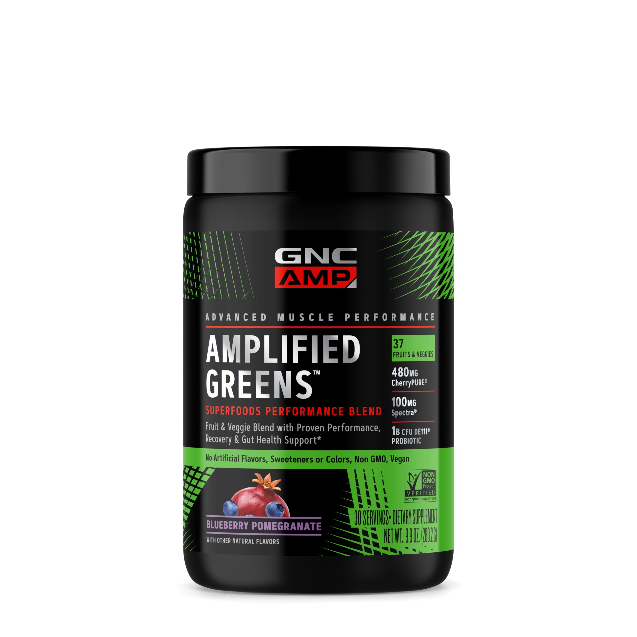 GNC AMP Amplified Greens Superfoods Performance Blend - Vegan Athlete Superfood Drink - Blueberry Pomegranate - 9.9 Oz (30 Servings) GNC uk supplements