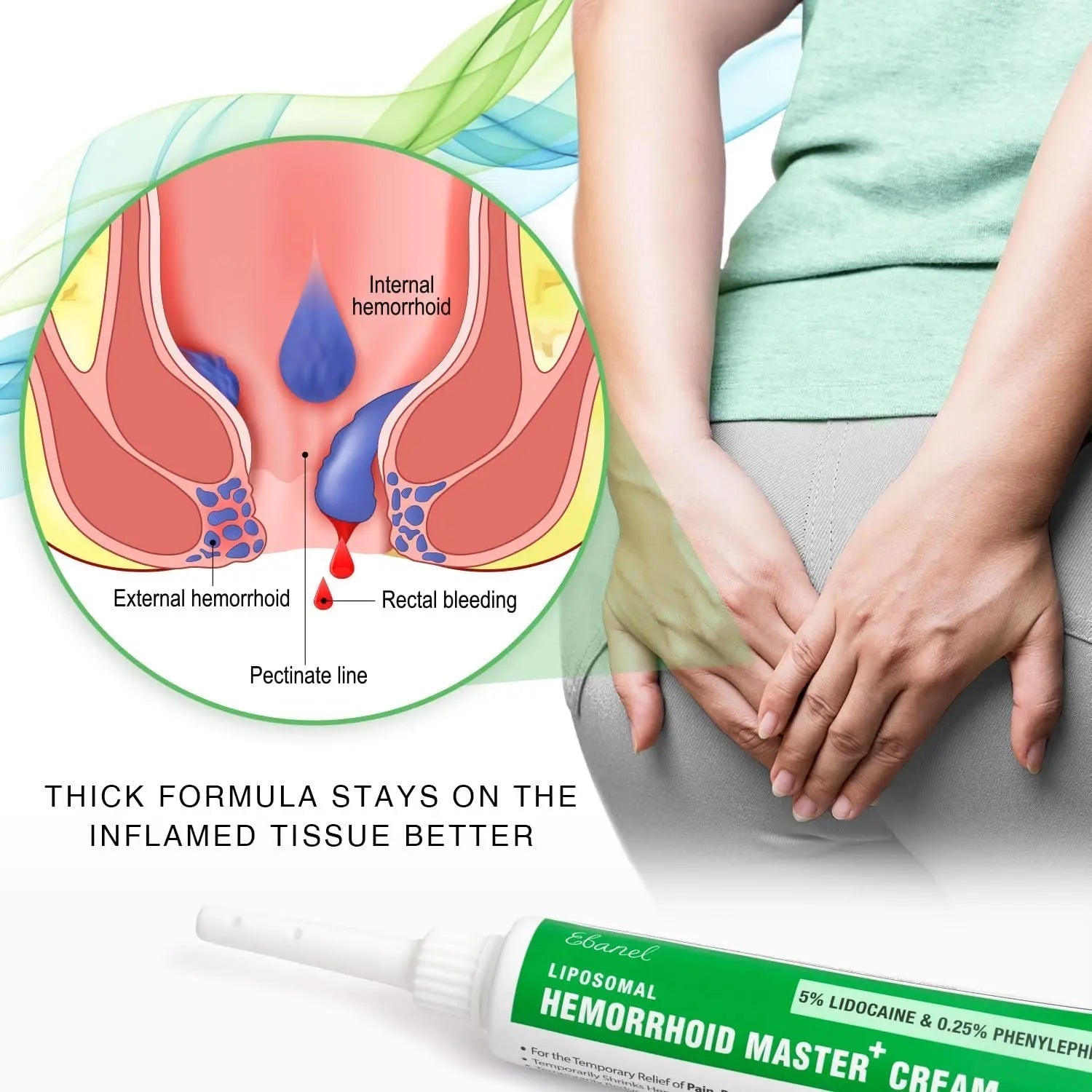 Ebanel 5% Lidocaine Hemorrhoid Treatment Cream with Witch Hazel, Phenylephrine, Horse Chestnut, Vitamin B6, Zinc Oxide, External and Internal Hemorrhoids Treatment Burn Itch Pain Relief Anal Cream Ebanel uk supplements