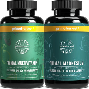 Primal Harvest Multivitamin & Magnesium Supplements for Women and Men Multi Vitamin Capsules and Magnesium Glycinate Pills Bundle Primal Harvest uk supplements