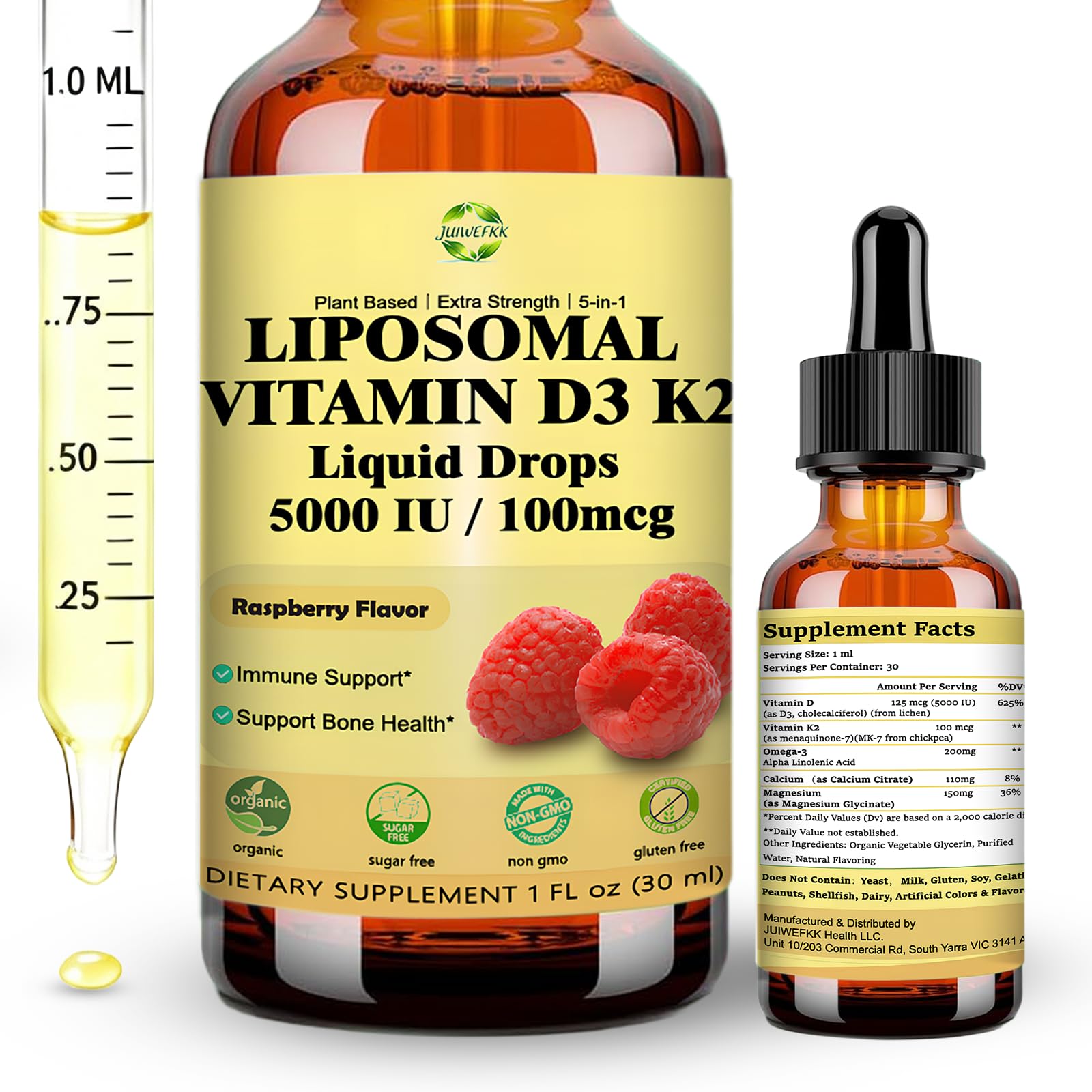 Liquid Vitamin D3 K2 Drops with Calcium Magnesium Omega3, High Potency 5-in-1 D3 K2 Vitamin 5000 IU Supplement for Bone Health, Heart Teeth & Immue, Ultra High Absorption Liposomal D3K2 Plant-Based JUIWEFKK uk supplements