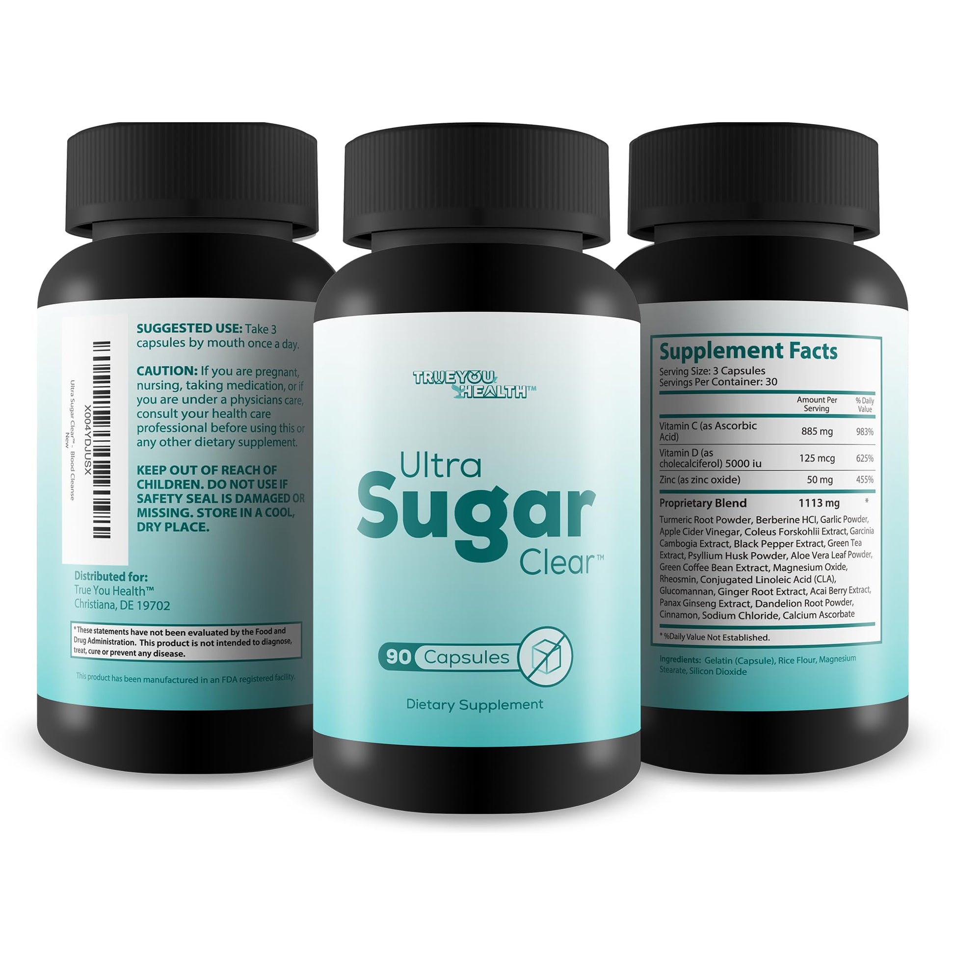 Ultra Sugar Clear - Our Best Blood Cleanse Detox Supplement - Bloodflow Support Supplement - Healthy Circulation Support Supplement - Sugar Balance Supplement - Sugar Health Blood Cleansing Formula True You Health uk supplements