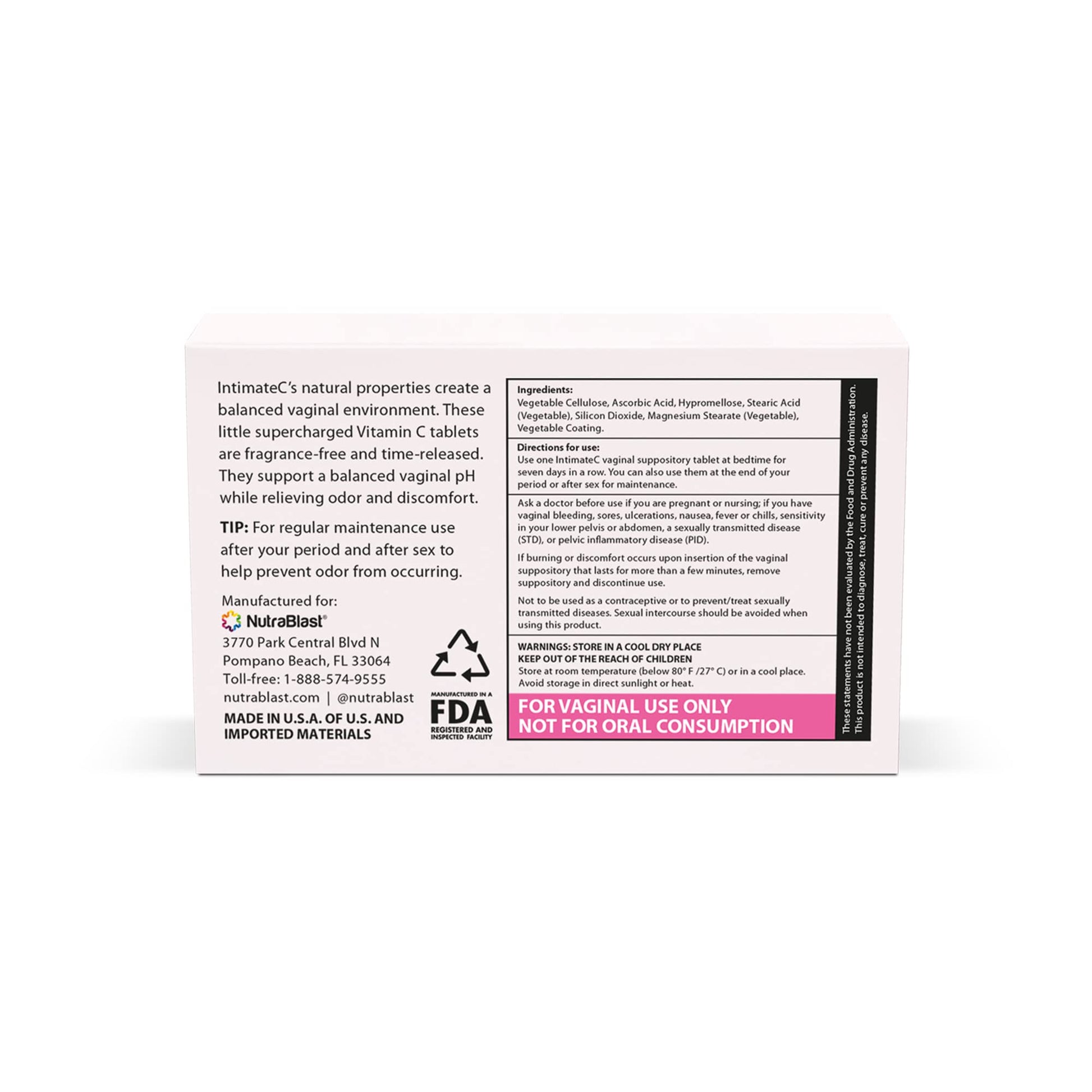 NutraBlast IntimateC Vaginal Odor Suppositories | 250mg Ascorbic Acid | Supports Odor Control NutraBlast uk supplements