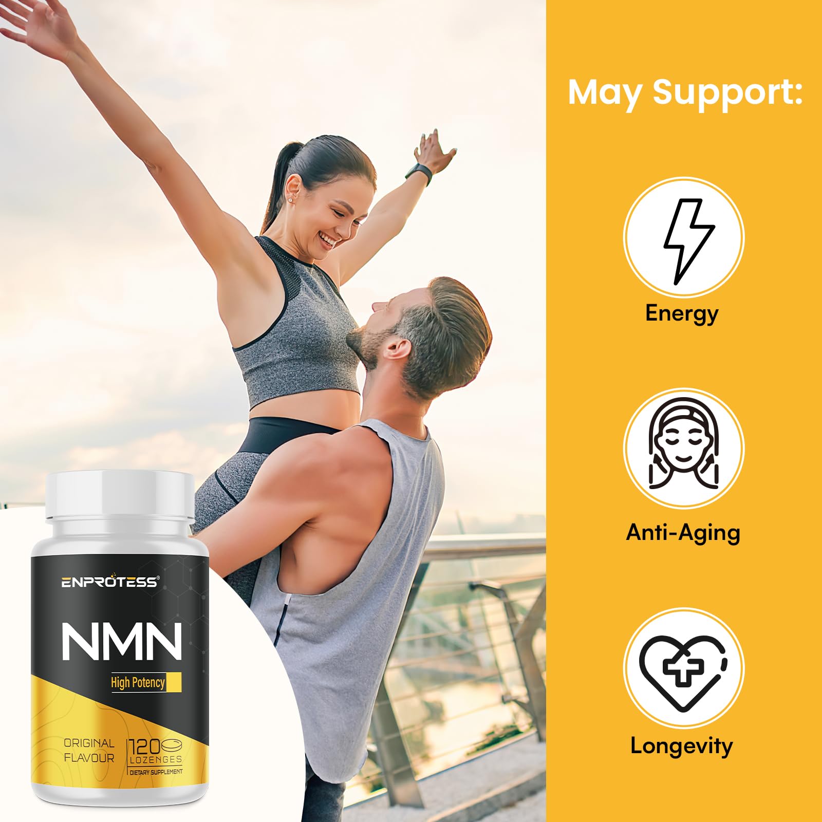 Sublingual NMN 500mg, Max Absorbency & Fast-Acting NMN Supplement（120-Day Supply）, 99% Pure NMN (Nicotinamide Mononucleotide) for NAD, Cell, Immune, Energy, Muscle, Anti-Aging, Longevity, 120 Lozenges Enprotess uk supplements