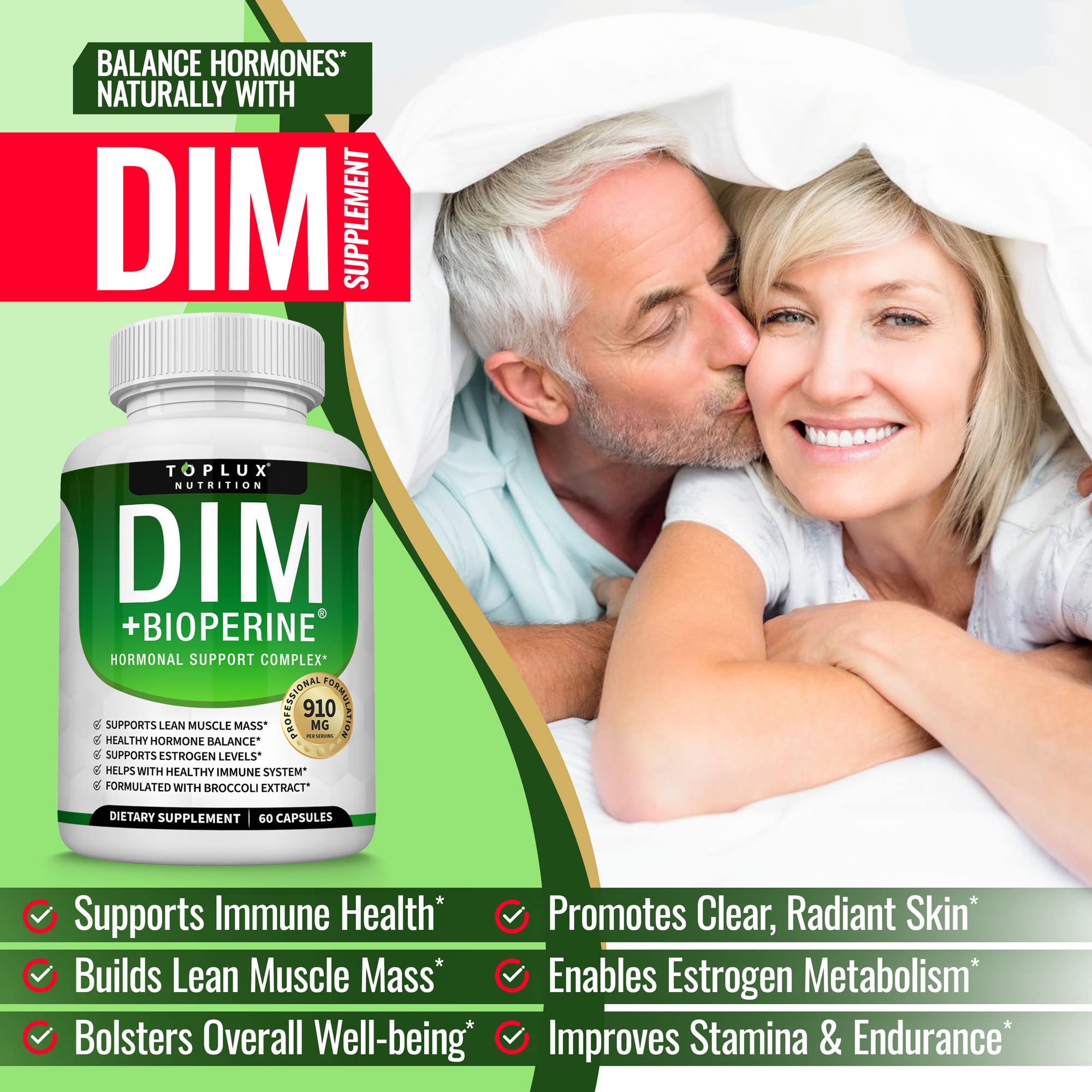 Dim Supplement 910 mg Plus BioPerine Complex - Diindolylmethane to Support Hormone Balance Toplux uk supplements