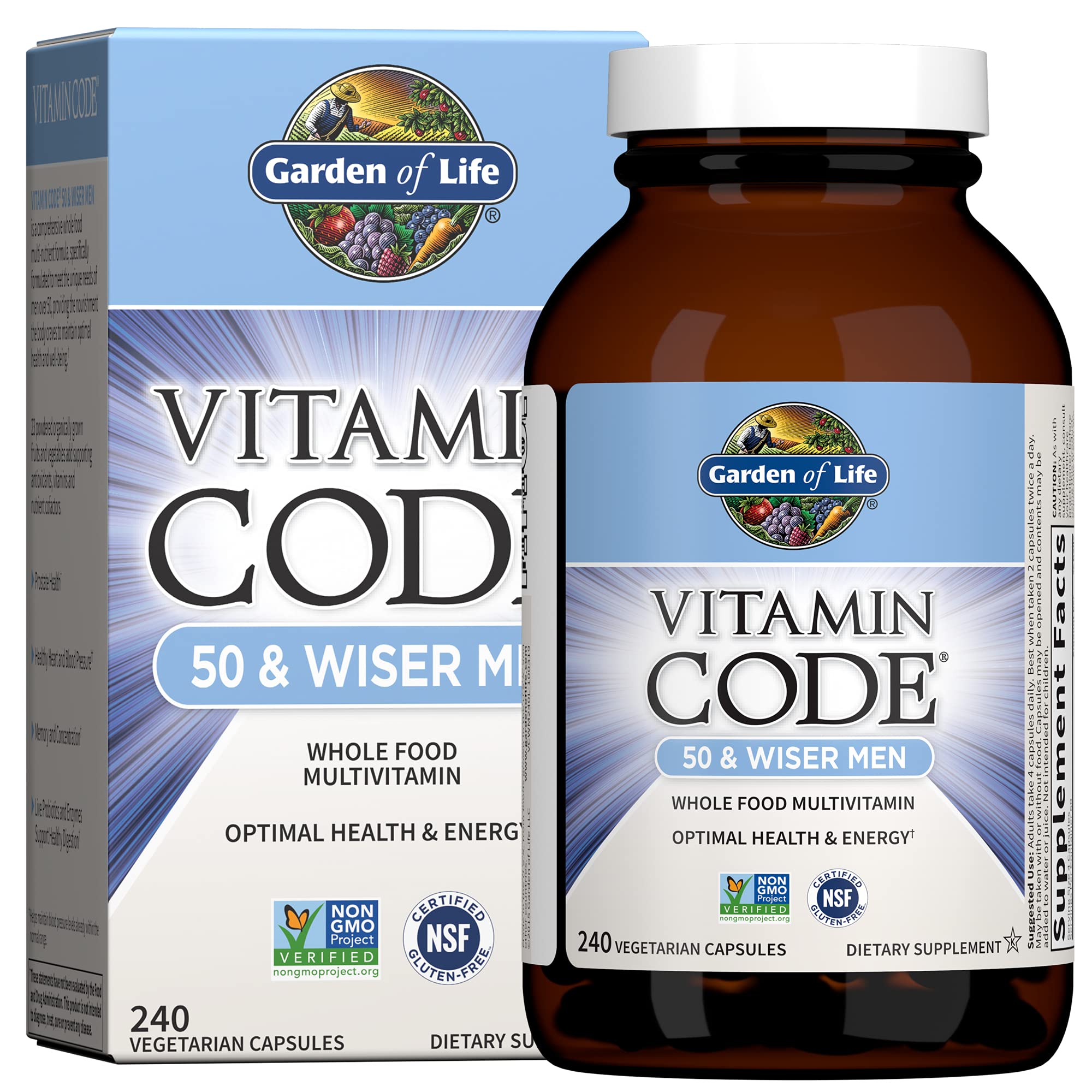 Garden of Life Multivitamin for Men - Vitamin Code 50 & Wiser Men's Raw Whole Food Vitamin Supplement with Probiotics Garden of Life uk supplements
