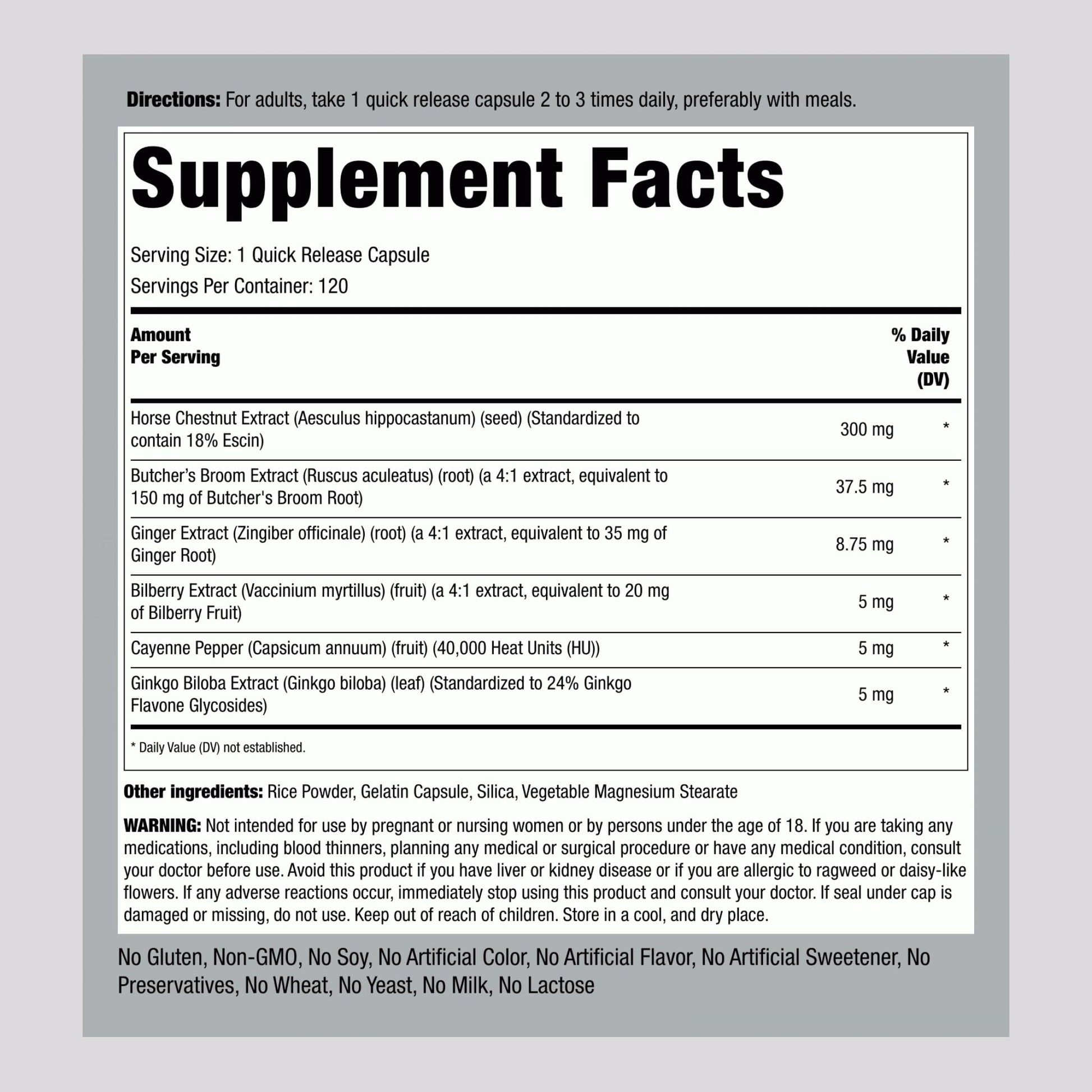 Piping Rock Circulation Supplement | 120 Capsules | Double Strength Complex | Non-GMO, Gluten Free Piping Rock uk supplements