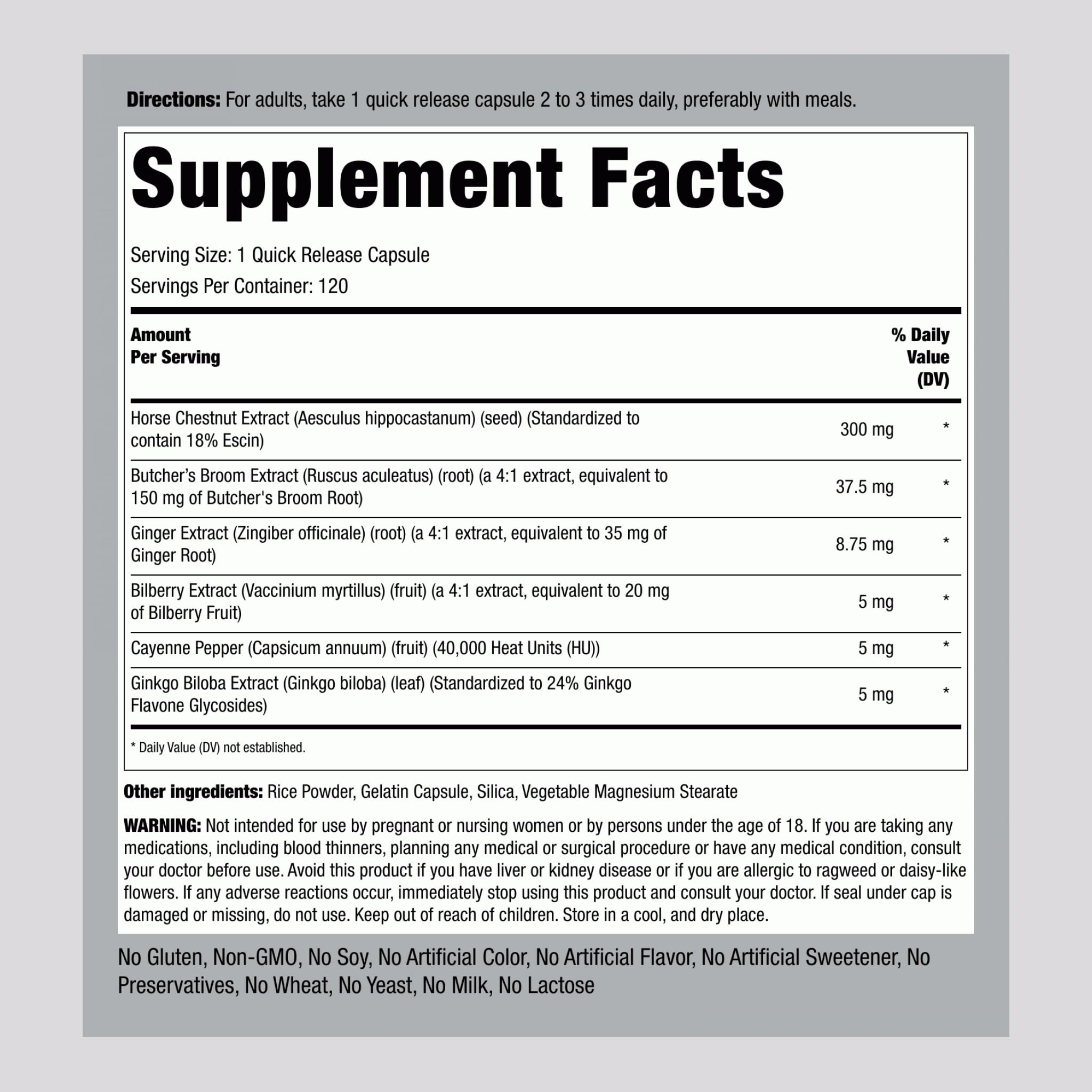 Piping Rock Circulation Supplement | 120 Capsules | Double Strength Complex | Non-GMO, Gluten Free Piping Rock uk supplements
