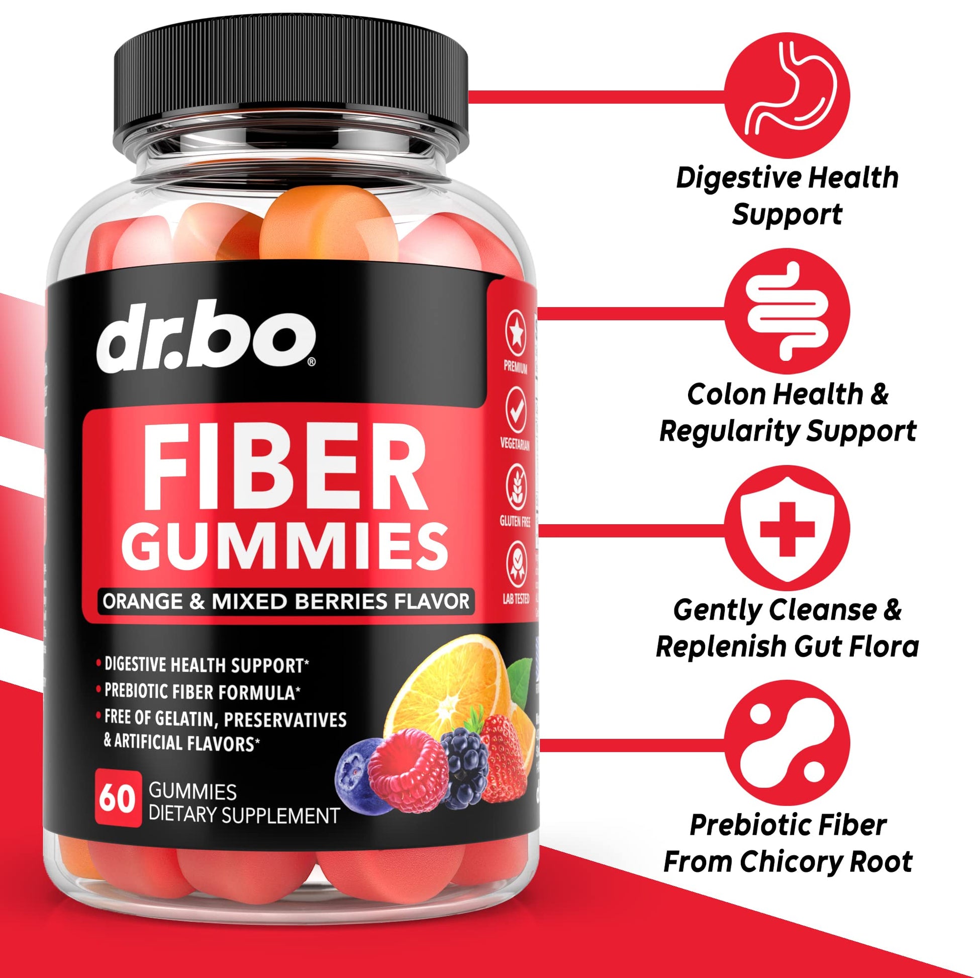Fiber Gummies for Adults & Kids - Tasty Gummy Prebiotic Fiber Supplement for Max Digest DR. BO uk supplements