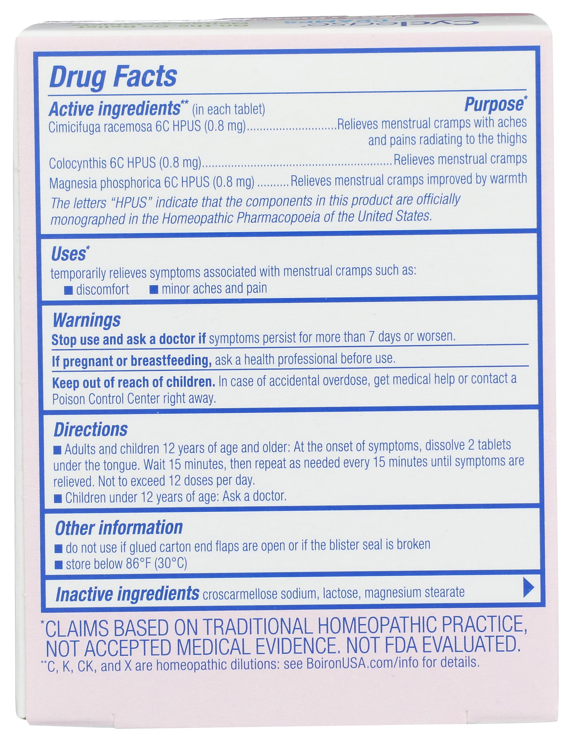 BOIRON Cyclease Cramp Tablets, 60 CT Boiron uk supplements