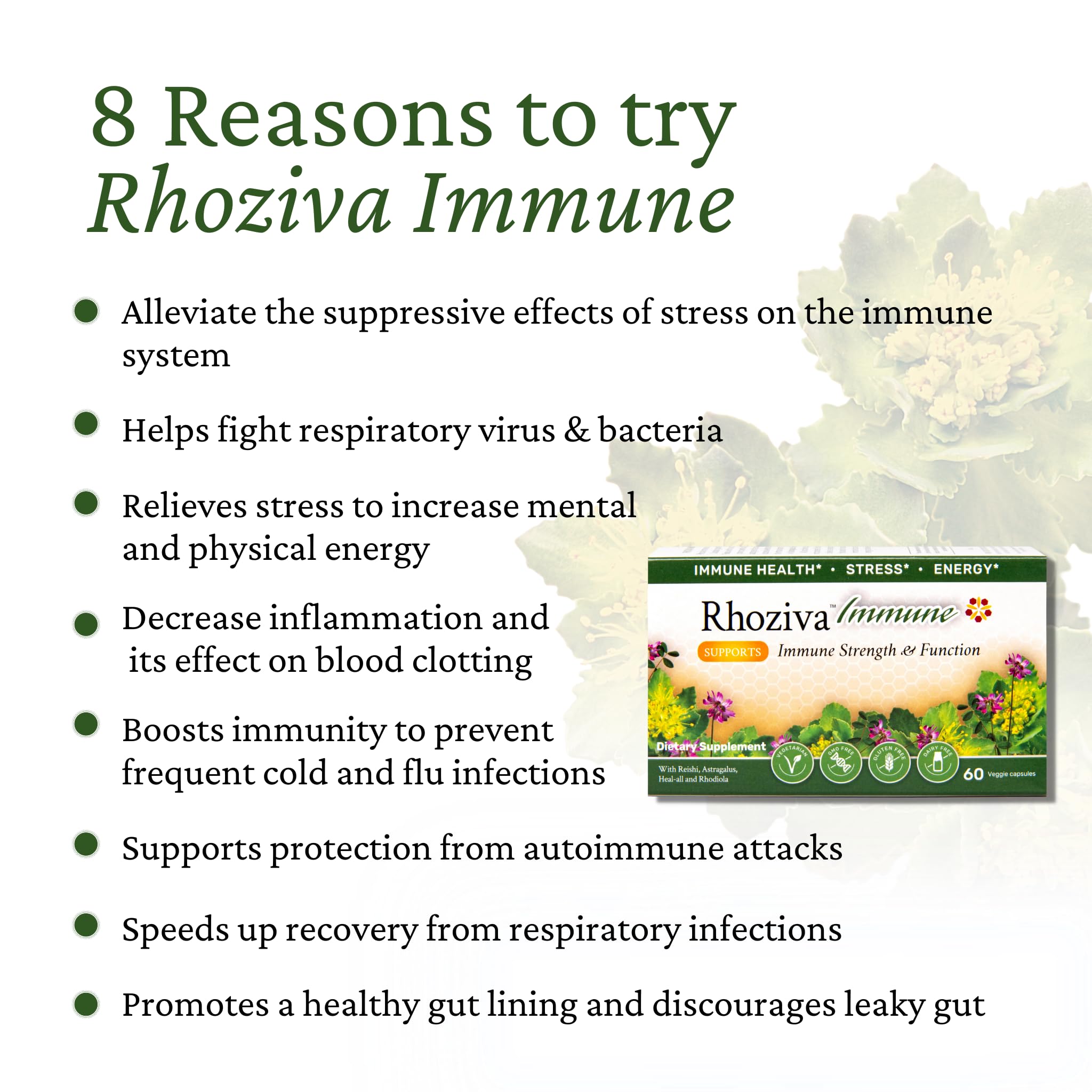 Immune Support, Energy Booster with Vitamin C, D3 and Zinc Supplement, Rhodiola Rosea, Reishi Mushroom Extract, Astragalus, Overall Wellness and Daily Habit - 60 Capsules Rhoziva uk supplements
