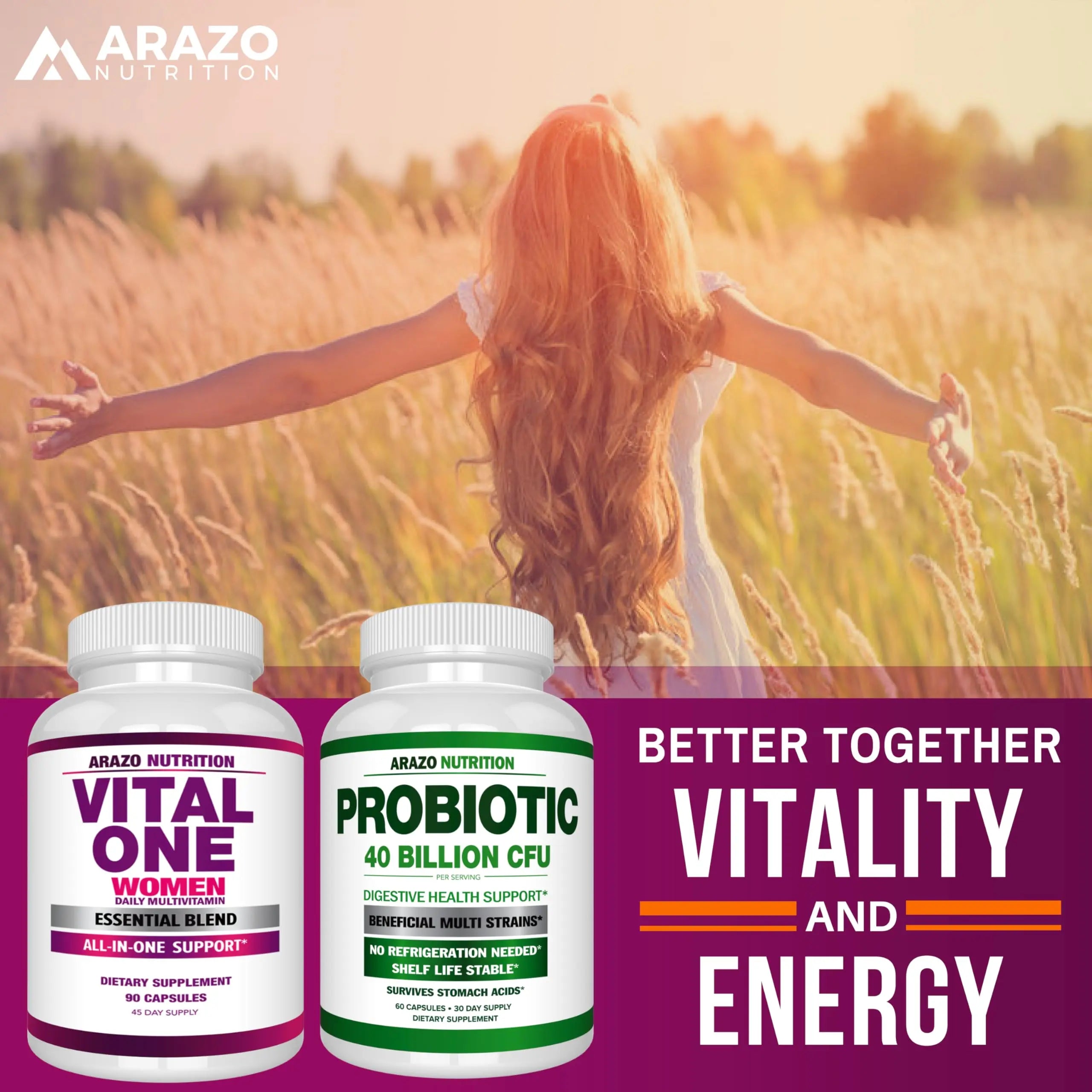 Arazo Nutrition Vital One Multivitamin for Women - Daily Wholefood Supplement - 90 Vegan Capsules Arazo Nutrition uk supplements
