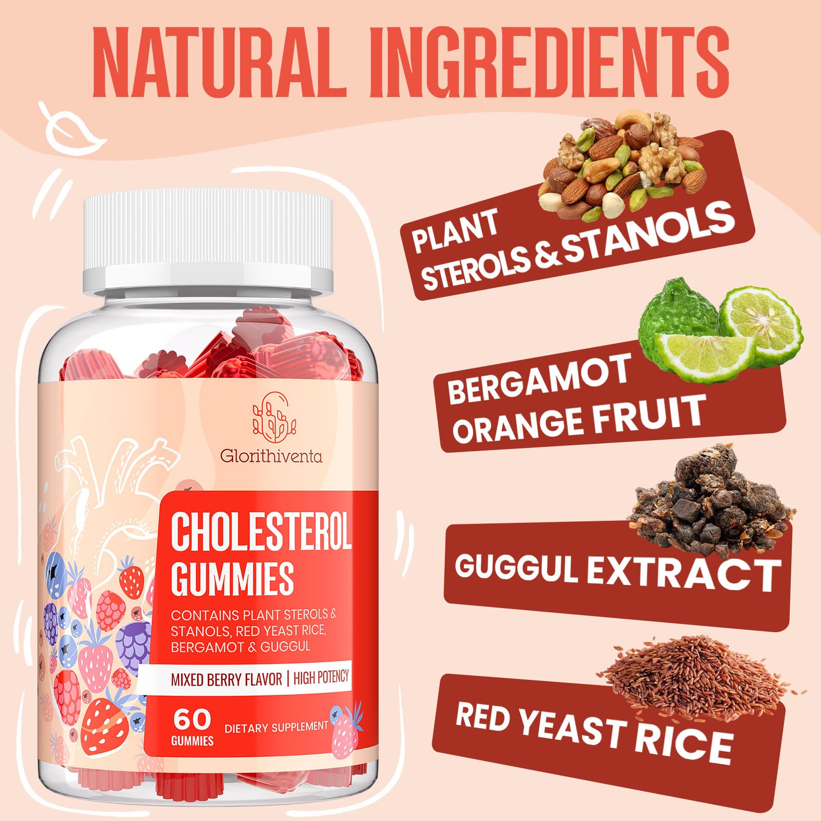 Glorithiventa Cholesterol & Booty Gummies Supplement Bundle - Plant Sterols & Stanols + CurvaBoost BBL Herb Blend & Creatine Monohydrate - Cholesterol Normal Level, Booty, Curves & Energy Glorithiventa uk supplements