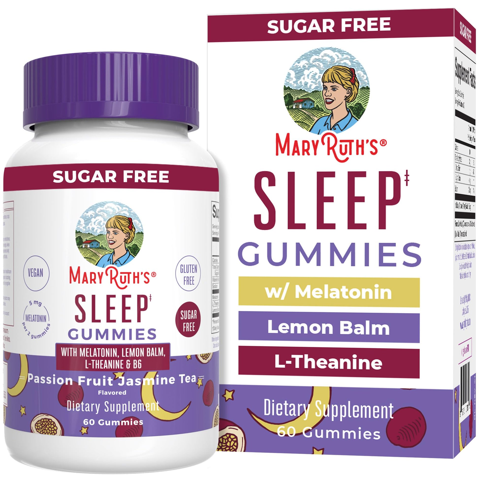 MaryRuth Organics Melatonin 5mg Sleep Gummy with L-Theanine | Lemon Balm | Vitamin B6 | Sugar-Free | Relaxation | Vegan | Non-GMO | Gluten Free | 60 Count MARYRUTH'S uk supplements