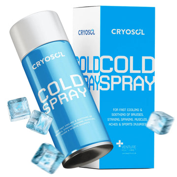 CRYOSOL Freeze Spray for Rapid Relief Anywhere - Pain Relief Spray for Sprains, Strains, Bruises, Aches and Sports Injuries - Cryotherapy for Instant Cooling Relief - 200ml / 6.76 fl oz Venture Healthcare uk supplements