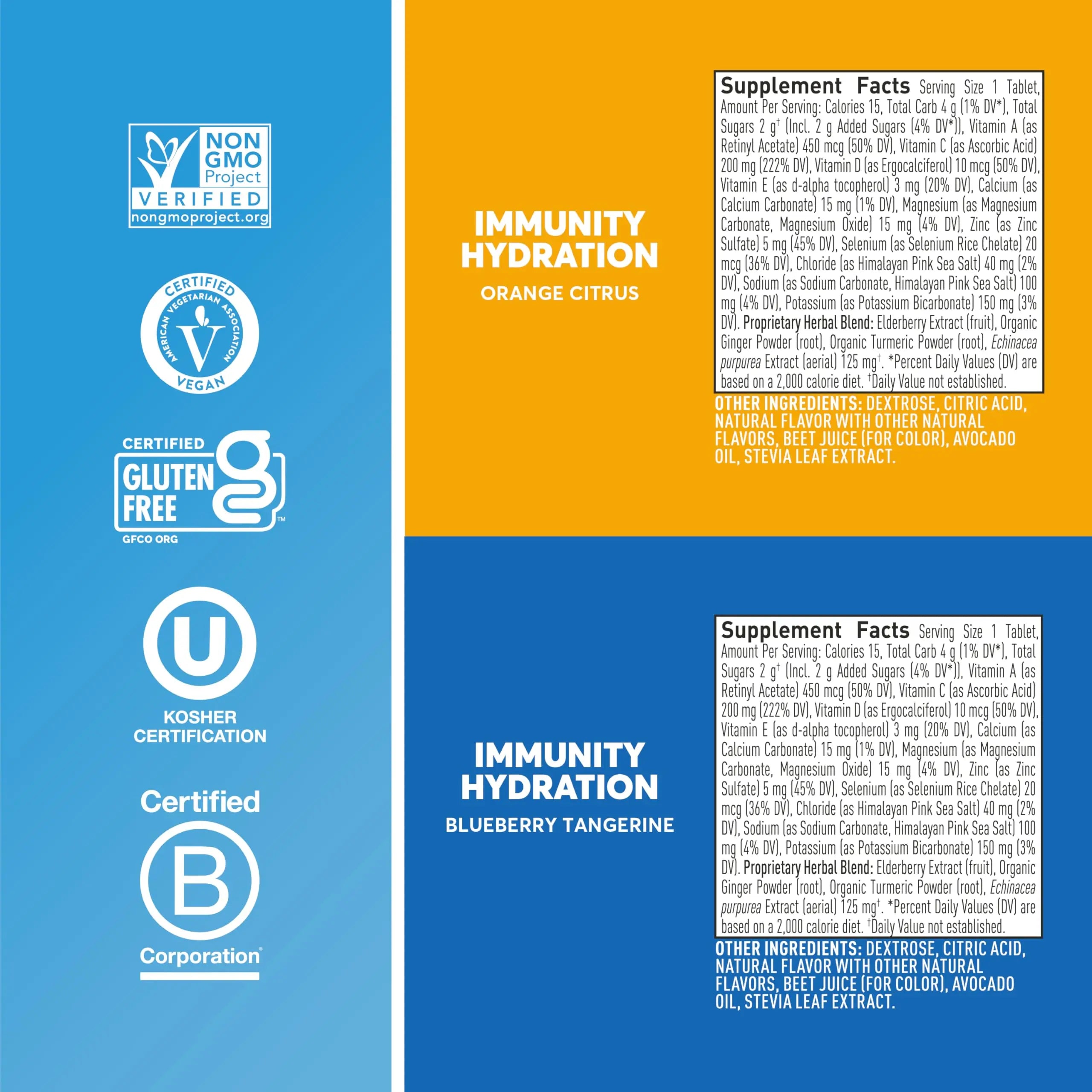 Nuun Immunity Electrolyte Tablets with Vitamin D, C, E, & A, Ginger, Elderberry, Magnesium & 4 Other Essential Electrolytes, Vegan, Blueberry Tangerine & Orange Citrus, 4 Pack (40 Servings Total) Nuun uk supplements