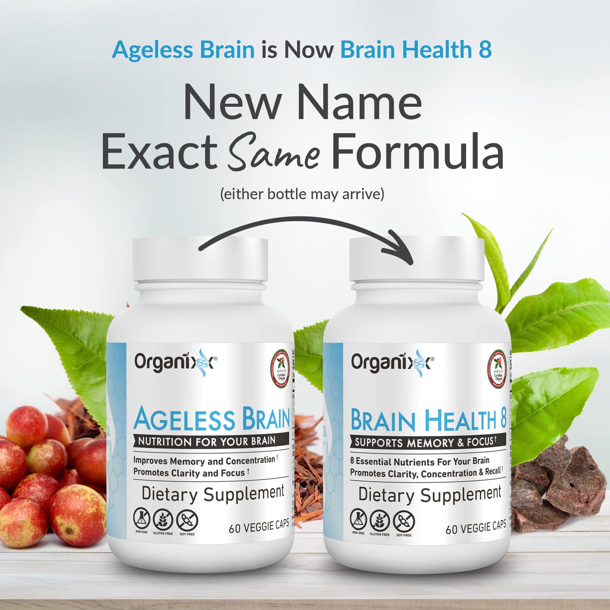 Organixx Ageless Brain Powerful Brain Health Supplement to Support Brain Function, Clarity, Focus, Re-Energize Brain Cells, Helps Promote a Balanced Mood, Gluten Free, Non GMO, 60 Vegetarian Capsules Organixx uk supplements