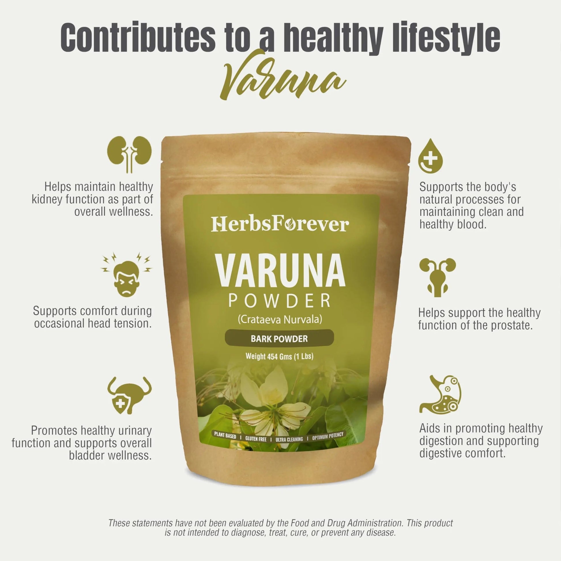 HerbsForever Varuna Powder – Crataeva Nurvala – Prostate Health – Support Prostatic, Kidneys, Gall Bladder and Urinary Tract Health – Non GMO, Organic, Vegan – 454 GMS Herbsforever uk supplements