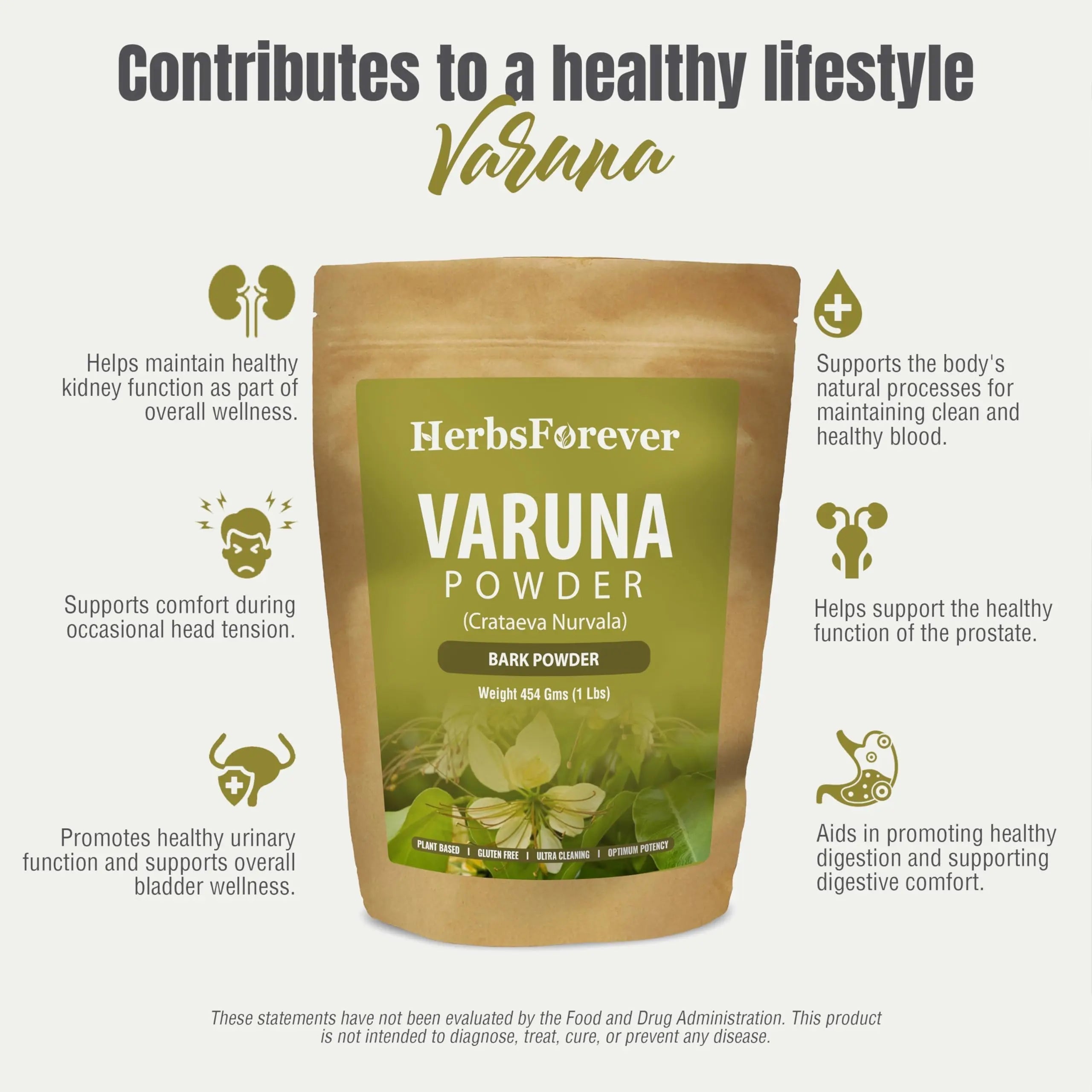 HerbsForever Varuna Powder – Crataeva Nurvala – Prostate Health – Support Prostatic, Kidneys, Gall Bladder and Urinary Tract Health – Non GMO, Organic, Vegan – 454 GMS Herbsforever uk supplements