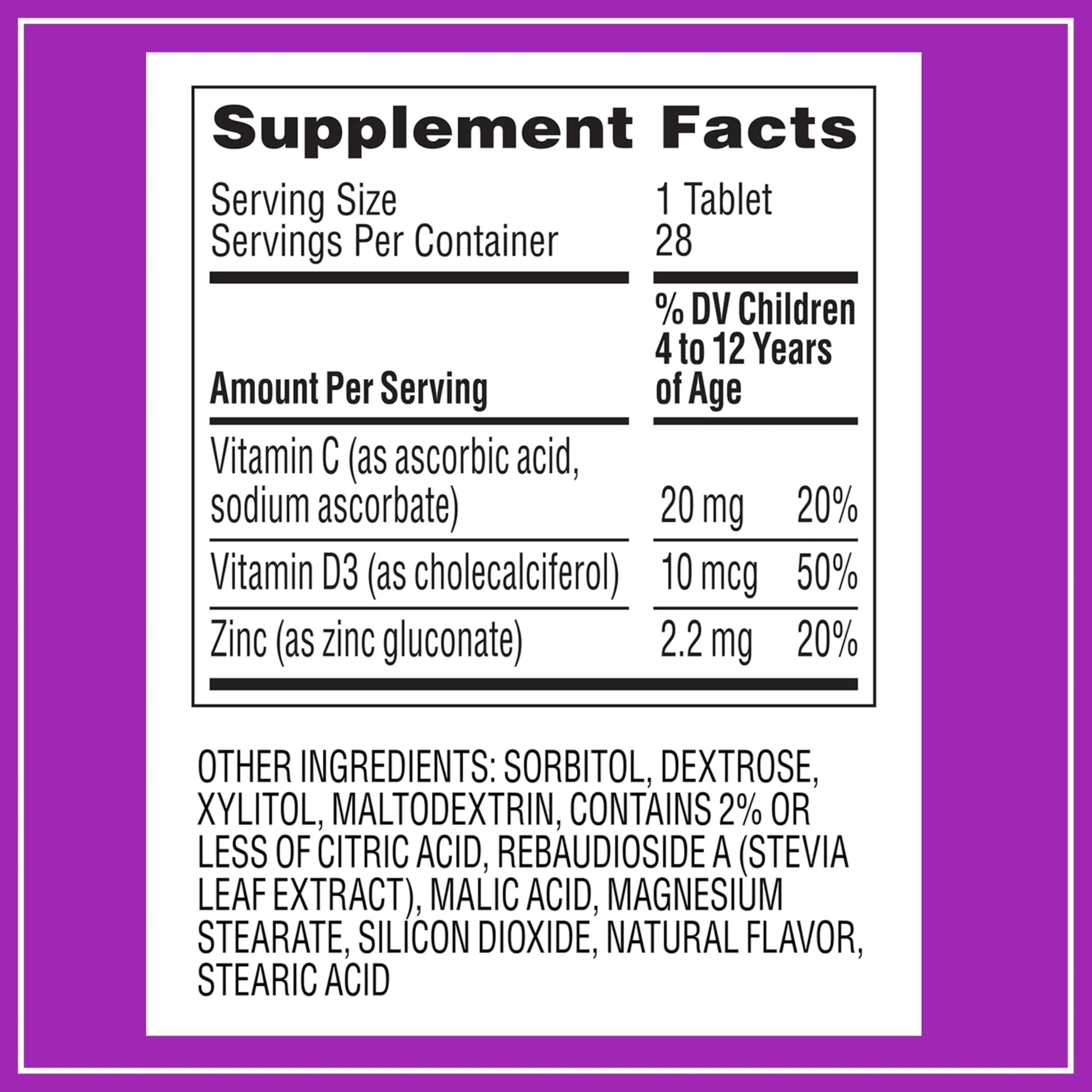 Zarbee's Kids Immune Support, Vitamin C, D & Zinc Daily Immunity Vitamins for Children 4+ Years, Natural Tropical Fruit Flavor, 28 Chewable Tablets Zarbee's uk supplements