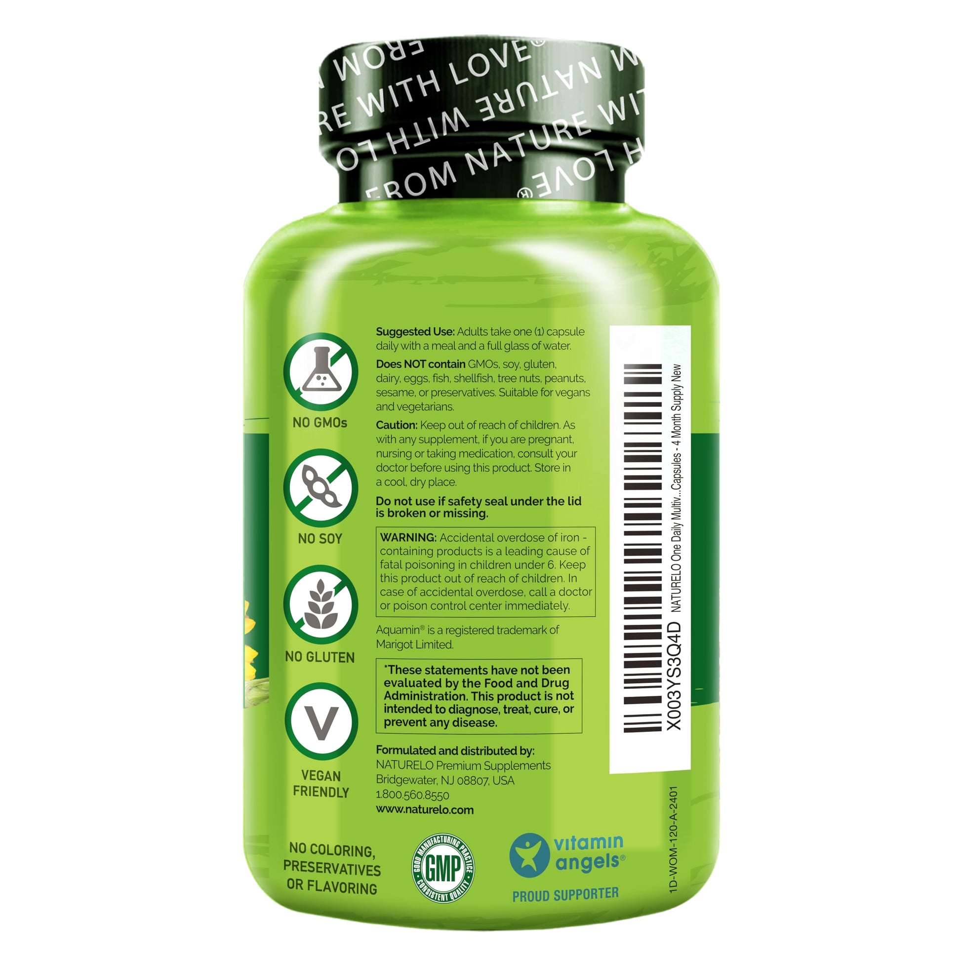 NATURELO One Daily Multivitamin for Women w/Vitamin B12, 120 Ct, Energy Support, Whole Food Daily Women Multivitamin Supplement NATURELO uk supplements