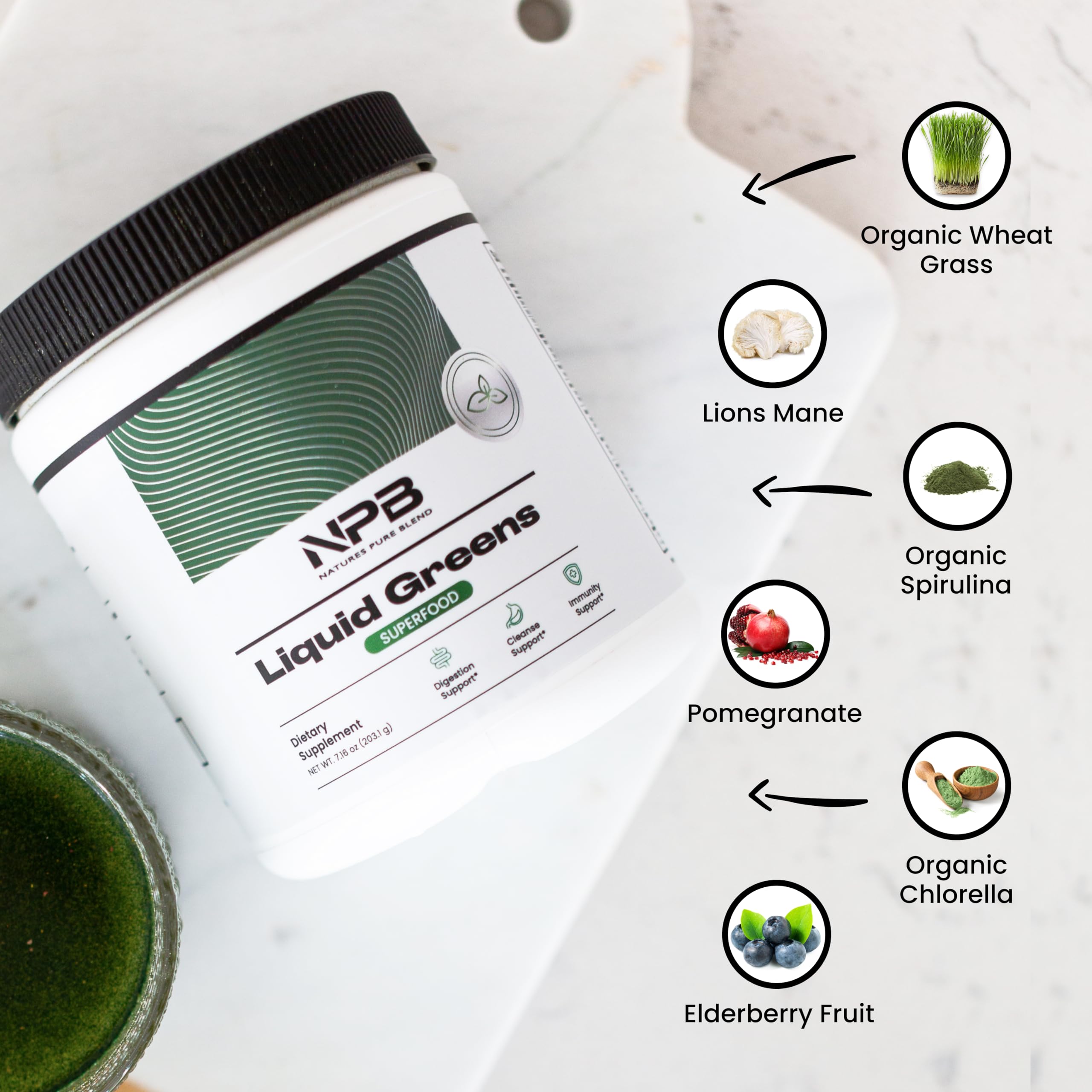 Nature's Pure Blend Super Greens Powder – Organic Greens Superfood Powder Supplements for Green Juice & Smoothie – Probiotic - Drink Mix for Energy Wellness and Digestion (Matcha Flavor, 30 Servings) Nature's Pure Blend uk supplements