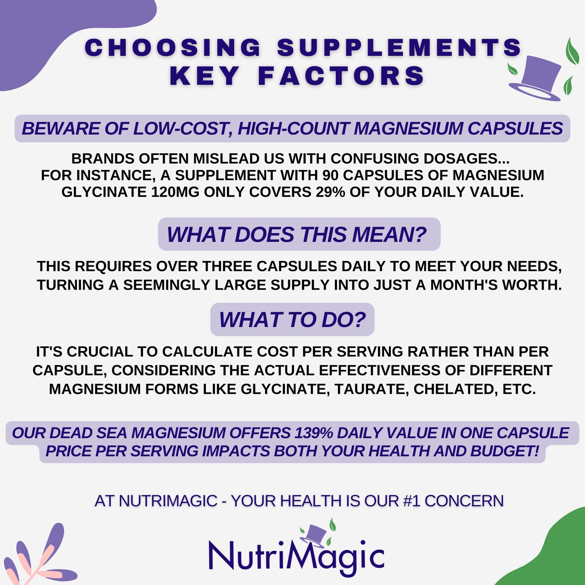NutriMagic 520mg Patented High Absorption Elemental Magnesium from Oxide, Dead Sea Minerals Complex (1 Bottle, 2-Month Supply (60 Capsules)) NutriMagic uk supplements