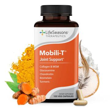 LifeSeasons Mobili-T - Joint Support Supplement - Reduces Aches & Discomforts - Increase Range of Motion - Rebuild Tissue & Cartilage - MSM Chondroitin Collagen Glucosamine & Turmeric - 120 Capsules LifeSeasons uk supplements