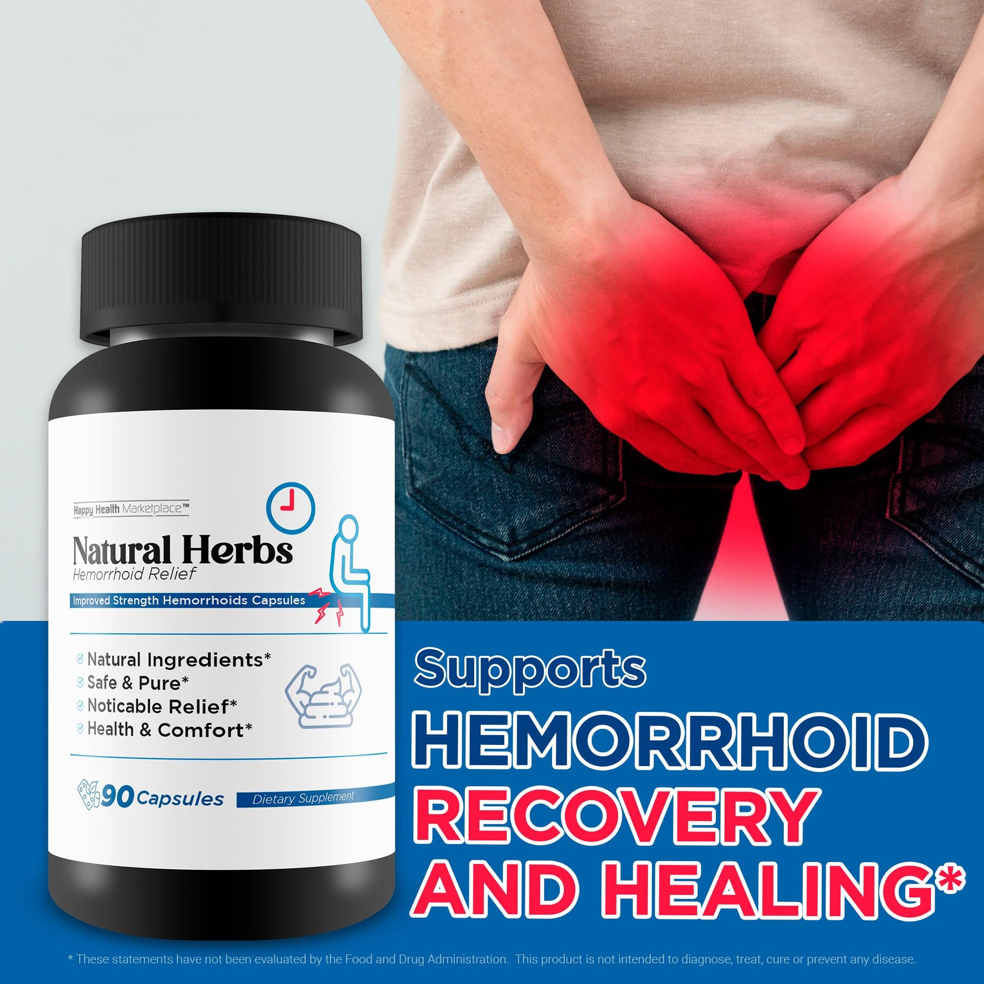 Natural Herbs Hemorrhoids Capsules - Our Best Hemorrhoid Relief Supplement - Premium Natural Herbs Strength Hemorrhoids Capsules - Hemorrhoids Natural Herbs Hemorrhoid Treatment Hemorrhoids Treatment Happy Health Marketplace uk supplements