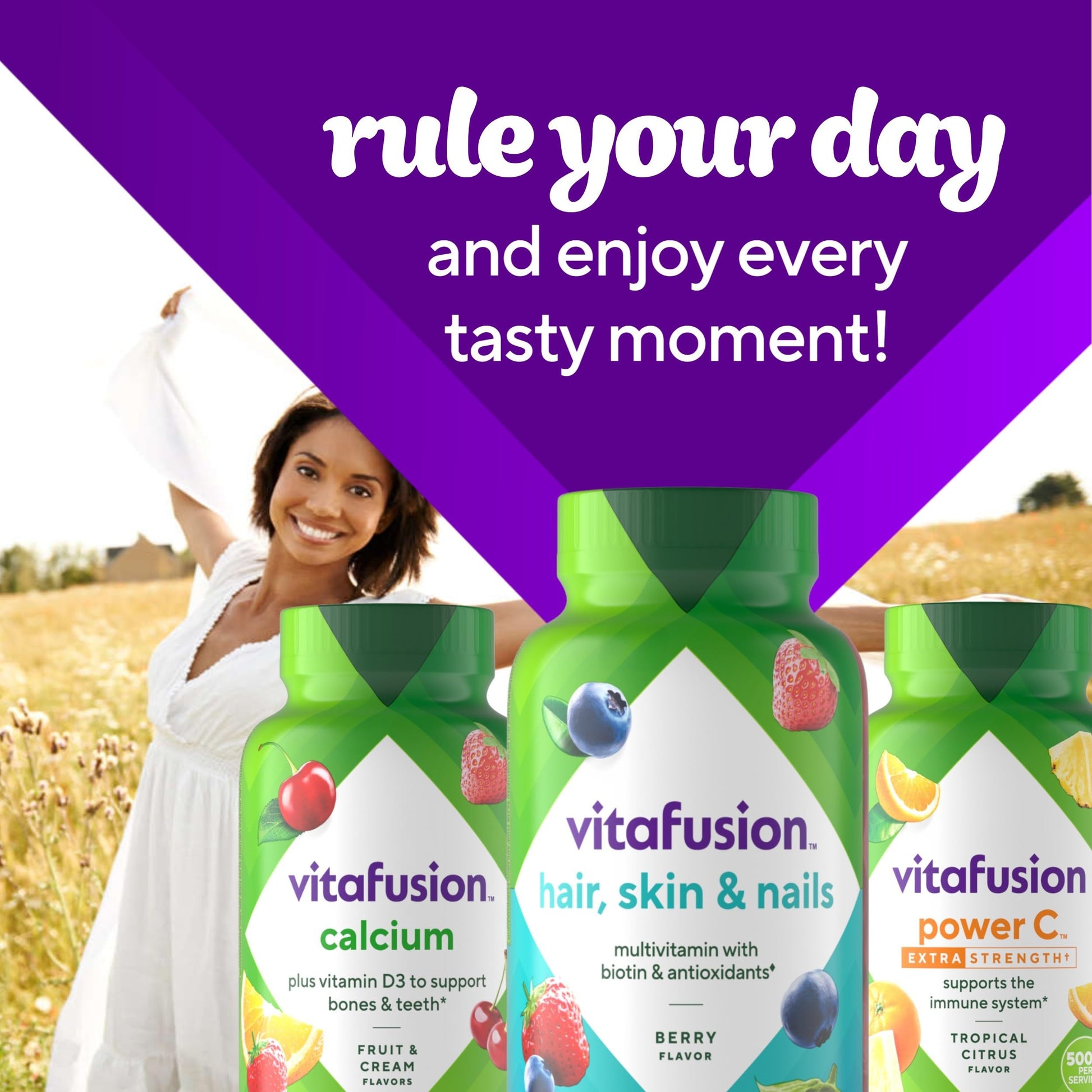 Vitafusion Gorgeous Hair, Skin & Nails Multivitamin Gummy Vitamins, plus Biotin and Antioxidant vitamins C&E, Raspberry Flavor Vitafusion uk supplements