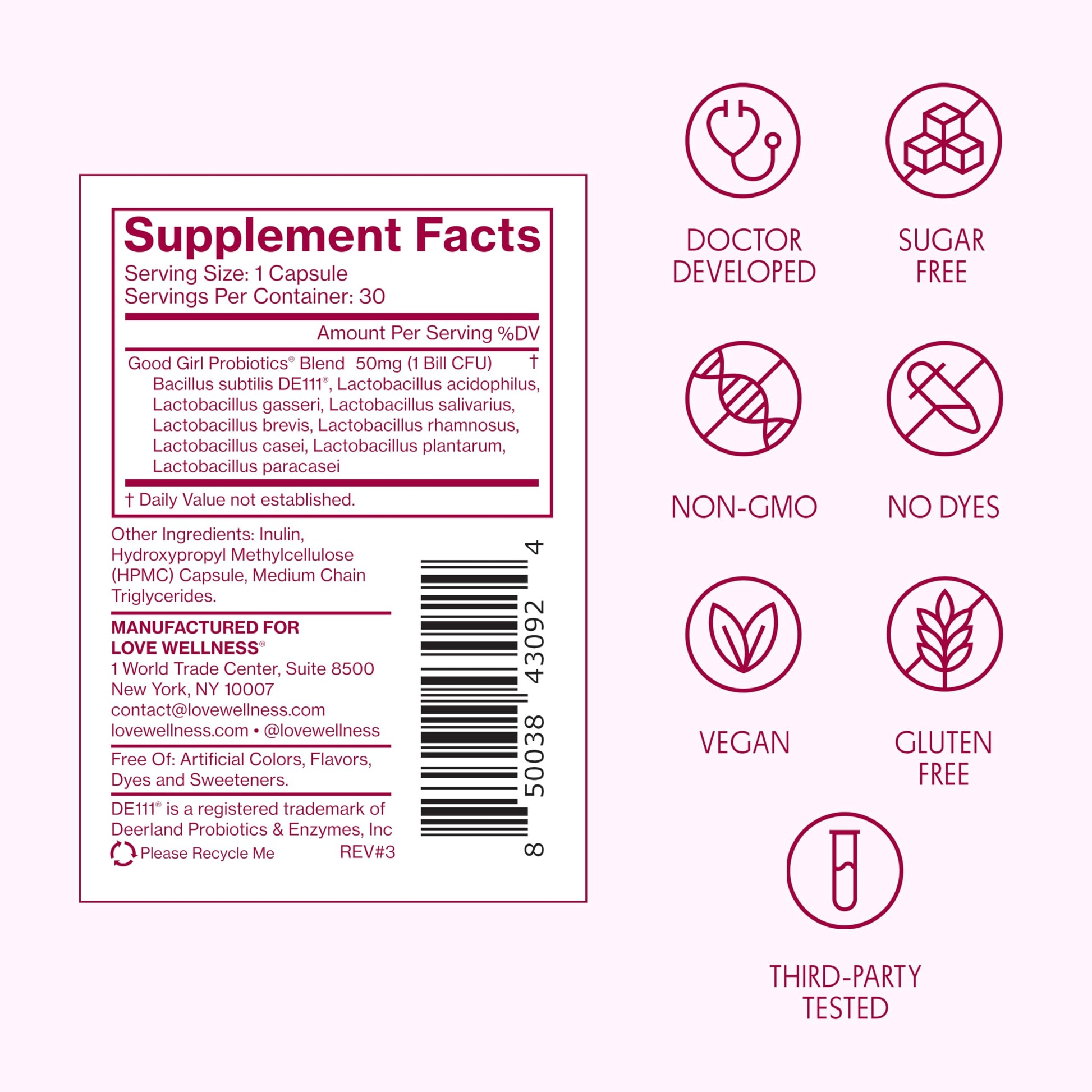 Love Wellness Good Girl Probiotics | Women’s Vaginal Health & pH Balance Supplement | 9-Strain Probiotic for Urinary Tract, Yeast, Odor & Immune Support | Gluten-Free (30-Day Supply) Love Wellness uk supplements