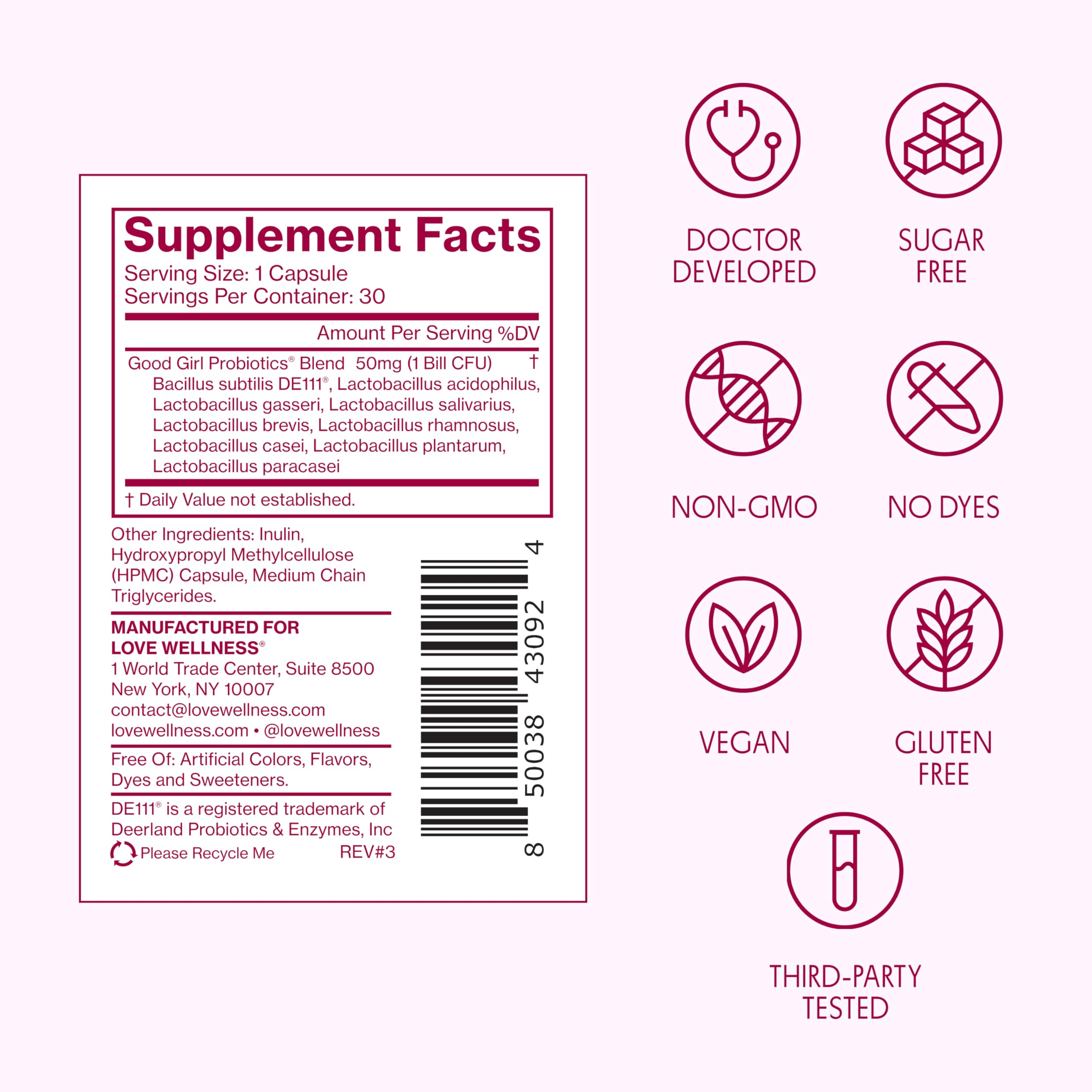 Love Wellness Good Girl Probiotics | Women’s Vaginal Health & pH Balance Supplement | 9-Strain Probiotic for Urinary Tract, Yeast, Odor & Immune Support | Gluten-Free (30-Day Supply) Love Wellness uk supplements