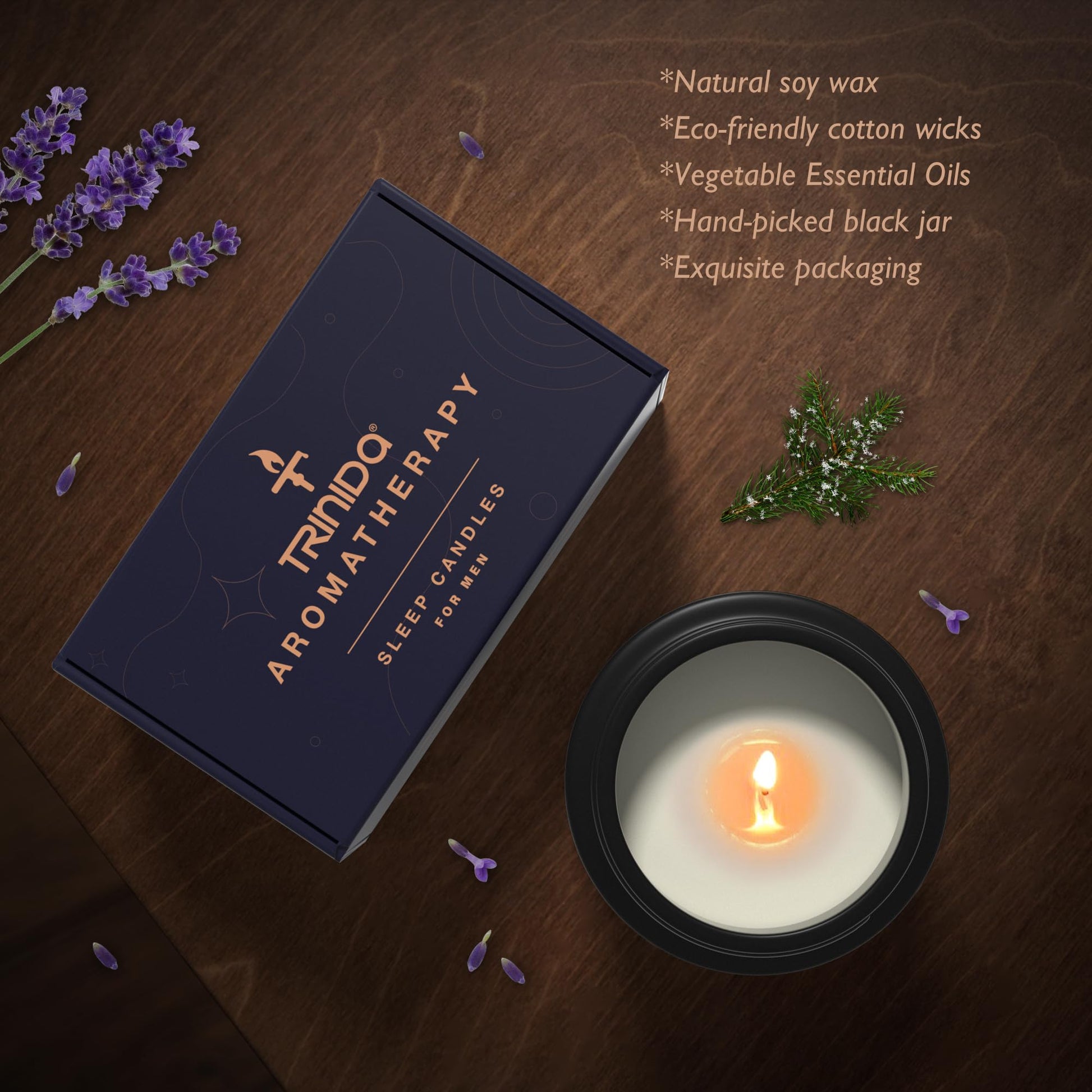 TRINIDa Large Sleep Scented Candles, Black Jar Natural Soy Candles for Home Scented, Candle Gift TRINIDa uk supplements