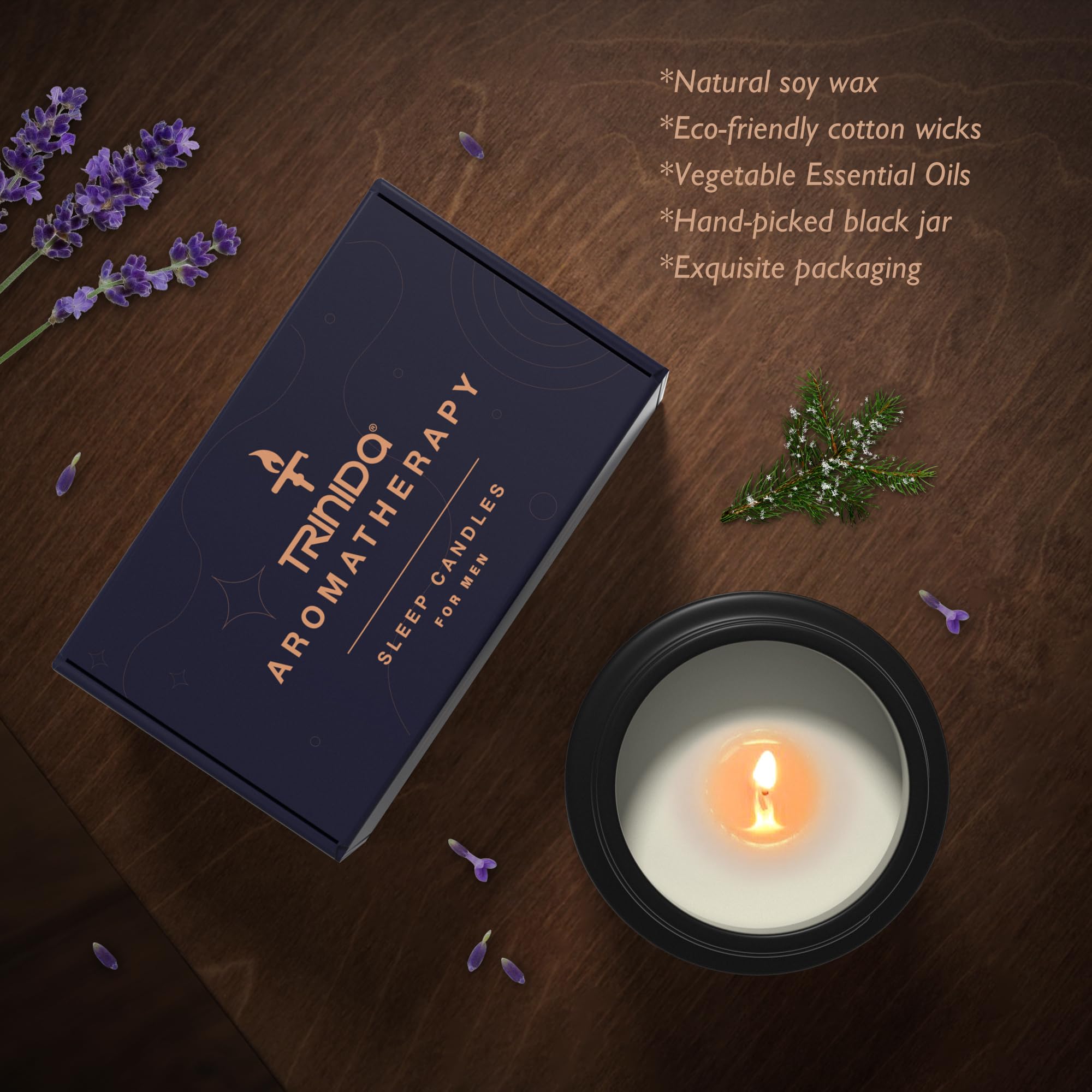 TRINIDa Large Sleep Scented Candles, Black Jar Natural Soy Candles for Home Scented, Candle Gift TRINIDa uk supplements