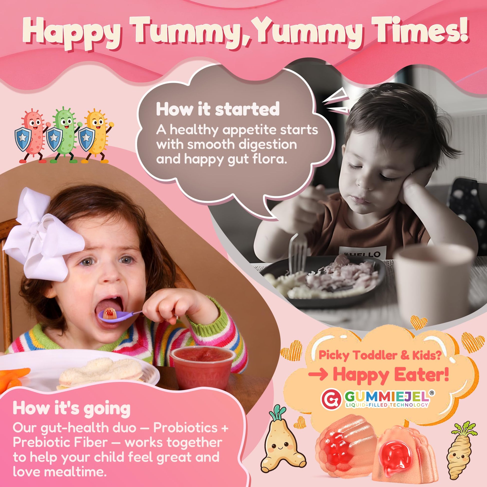 Toddler 2-4 & Kids 4+ Para Clean Gut Health Gummies w/Black Walnut, Wormwood, Clove, Pumpkin Seeds, Vitamin C, D3, Zinc, Digestive Supplement for Natural Gut Cleanse, Kids Immune Support (60cts) EnvyCure uk supplements