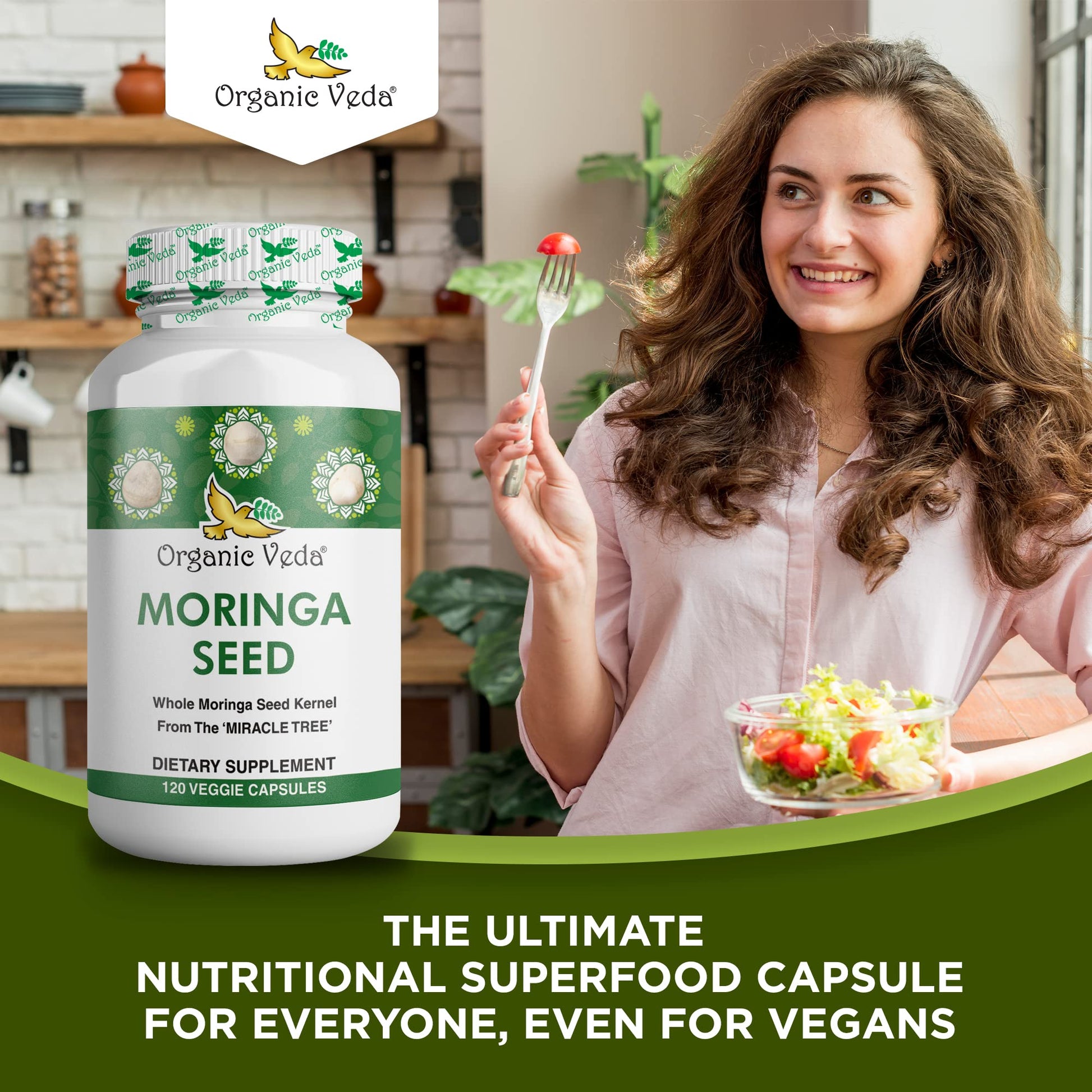 Organic Veda Moringa Seed Capsules - Pure Organic Moringa Capsules Seed Powder Organic Veda uk supplements