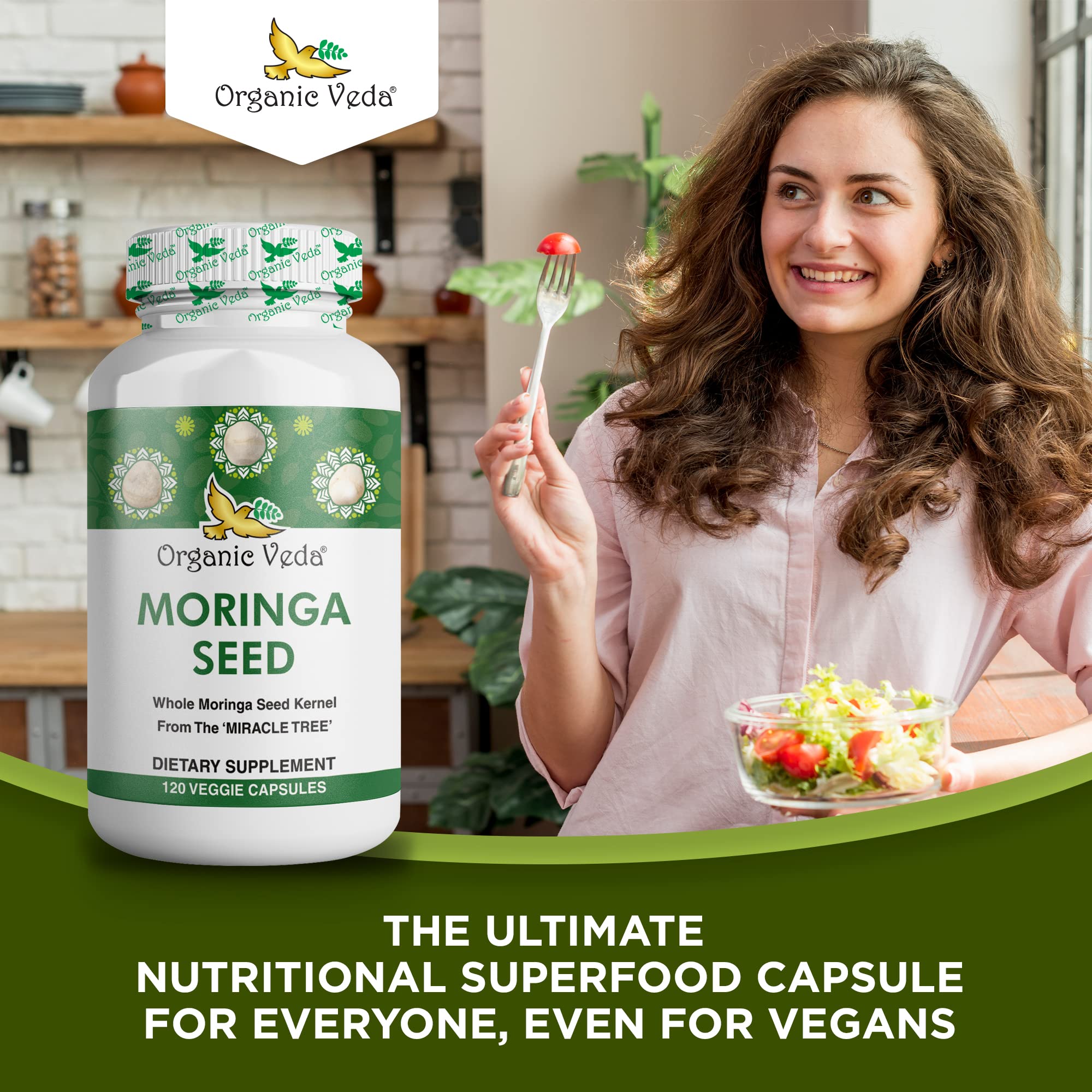 Organic Veda Moringa Seed Capsules - Pure Organic Moringa Capsules Seed Powder Organic Veda uk supplements