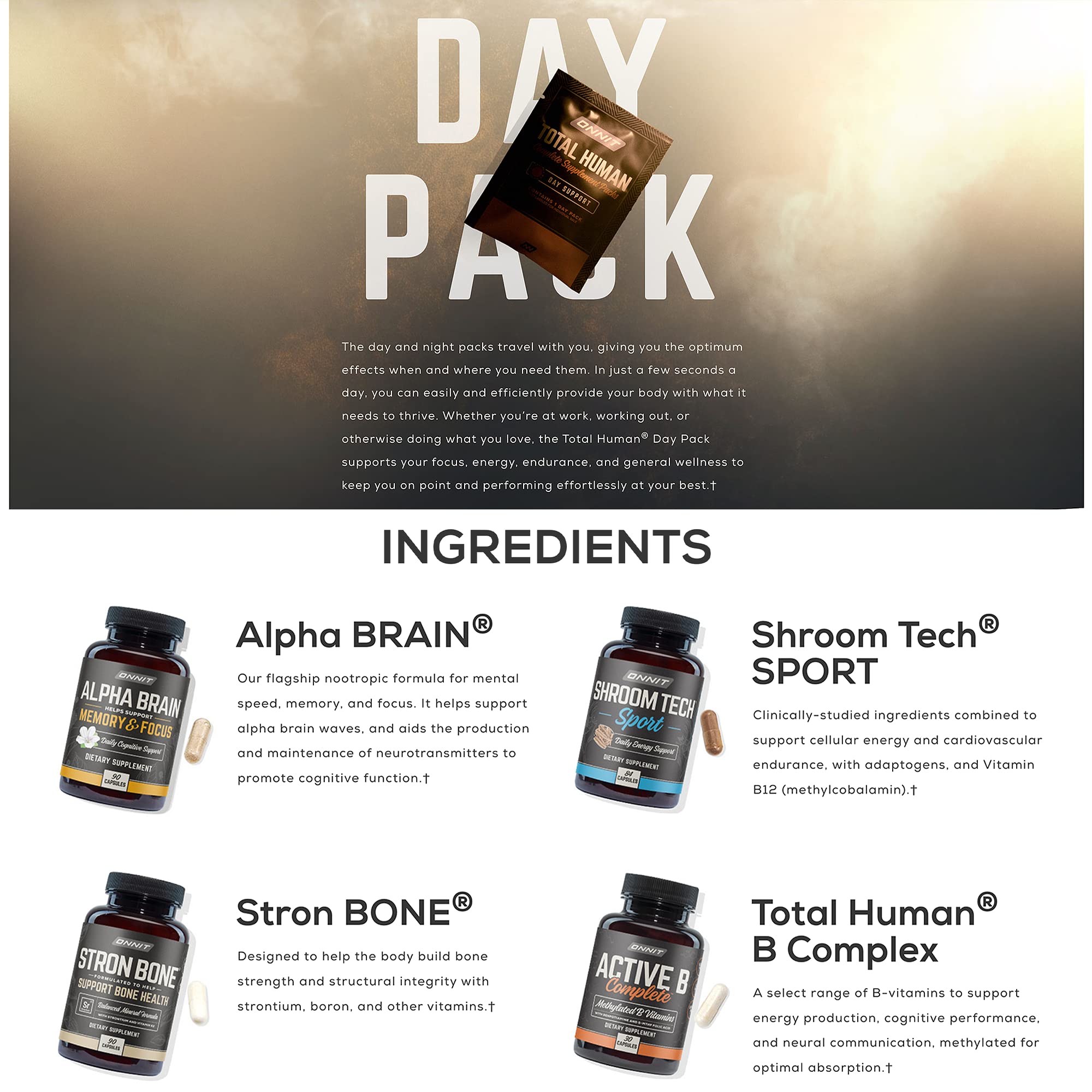 ONNIT Total Human Day and Night Vitamin Packs for Men and Women,Capsule, 30-Day ONNIT uk supplements