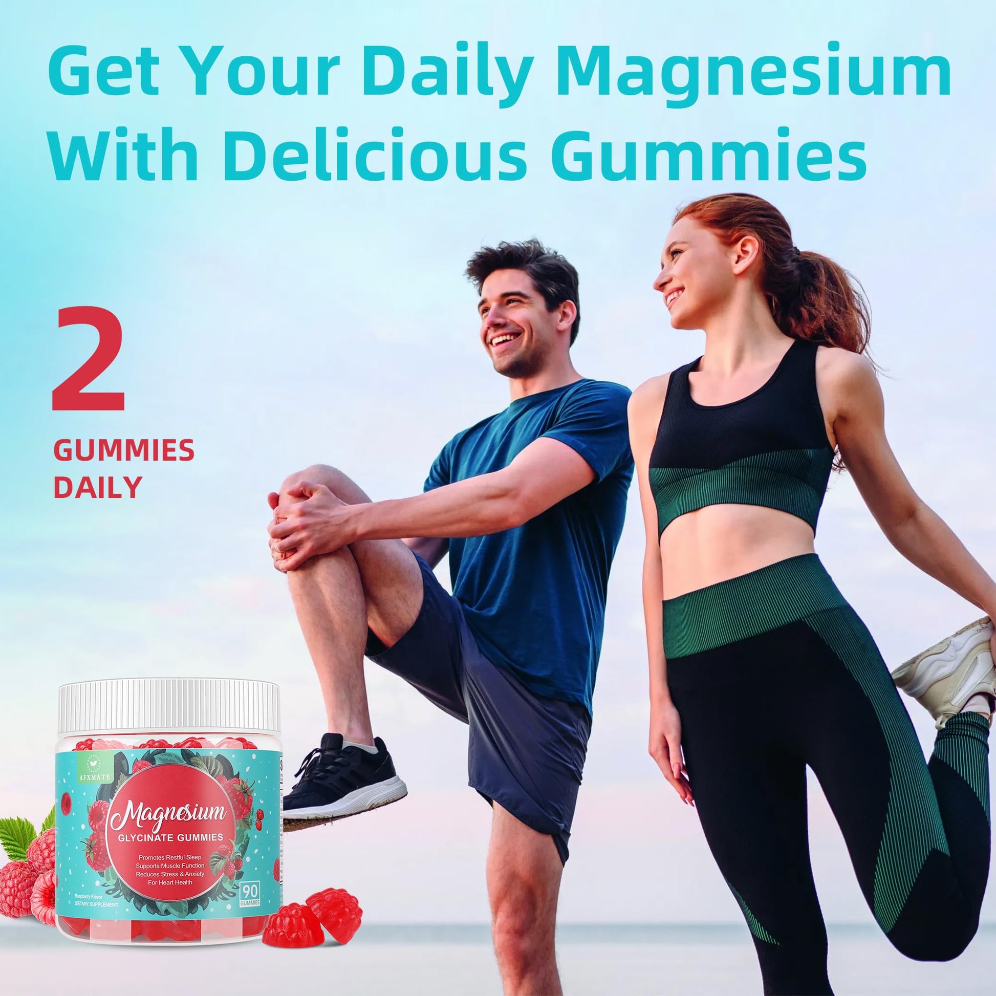 90 Count Magnesium Glycinate Gummies 400 mg - Sugar Free Magnesium Supplement for Adults with Glycinate & Malate, L-Theanine, Ashwagandha, Zinc, Vitamin B6 & D3, Supports Relaxation & Sleep AFXMATE uk supplements