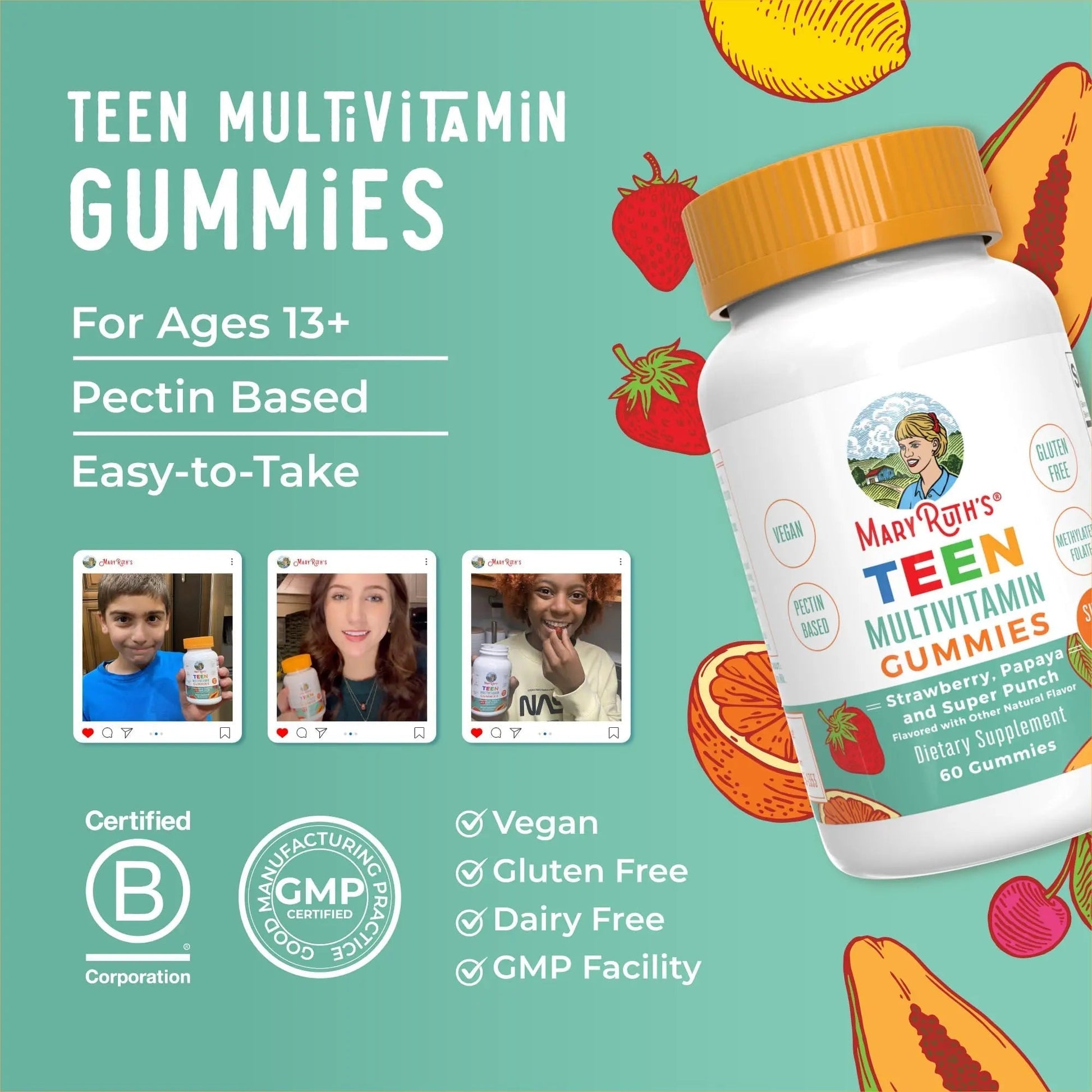 MaryRuth Organics Multivitamin for Teens | Teen Multivitamin Multimineral Gummies with Vitamin B, C, D and E, Biotin, Zinc MaryRuth Organics uk supplements