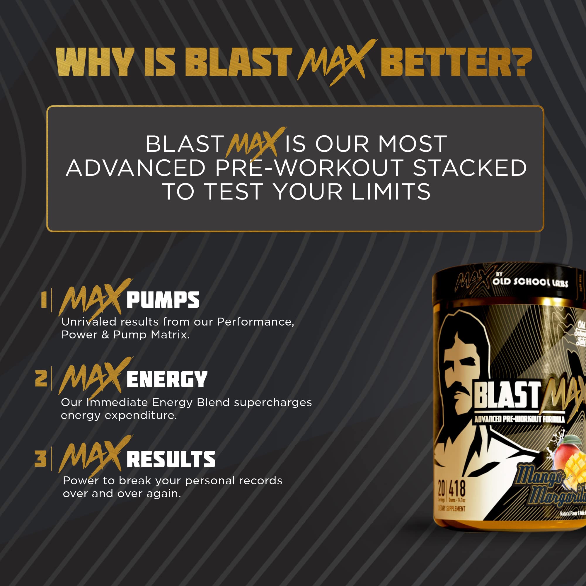 BLAST MAX – High-Stim Pre-Workout Powder – Highly Acclaimed Fully Stacked Pre Workout Old School Labs uk supplements
