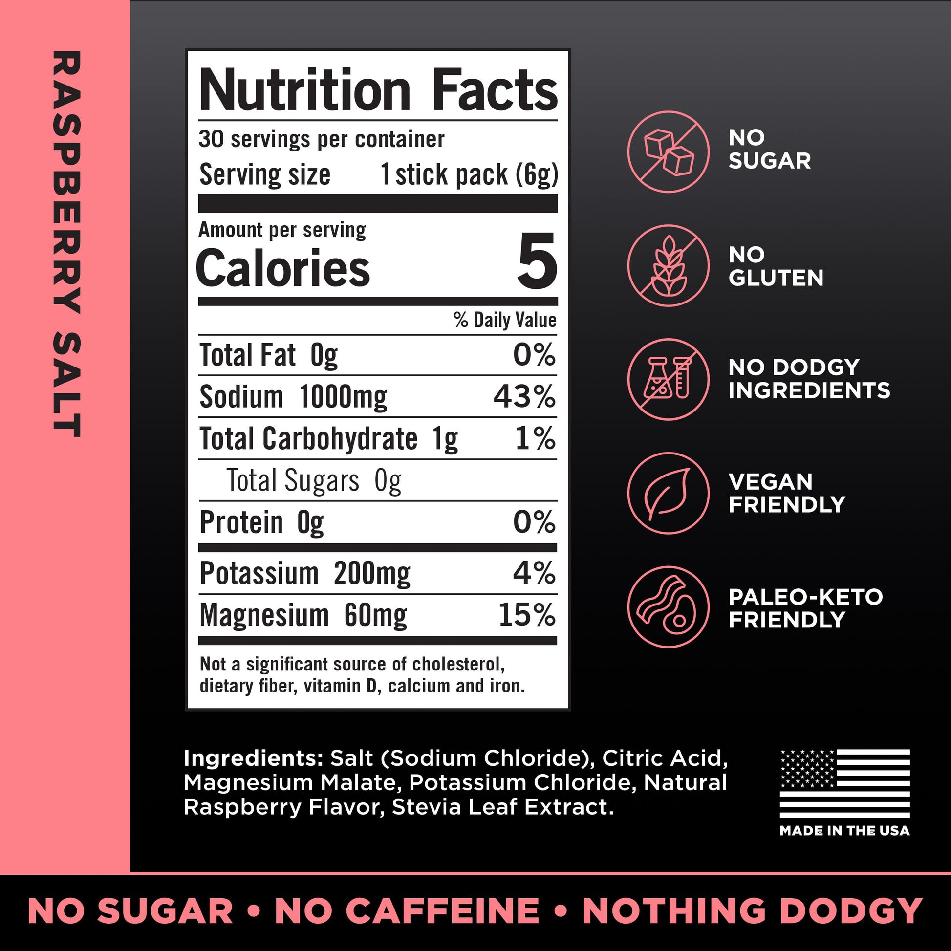 LMNT Zero Sugar Electrolytes - Raspberry Salt | Drink Mix | 30-Count Drink LMNT uk supplements