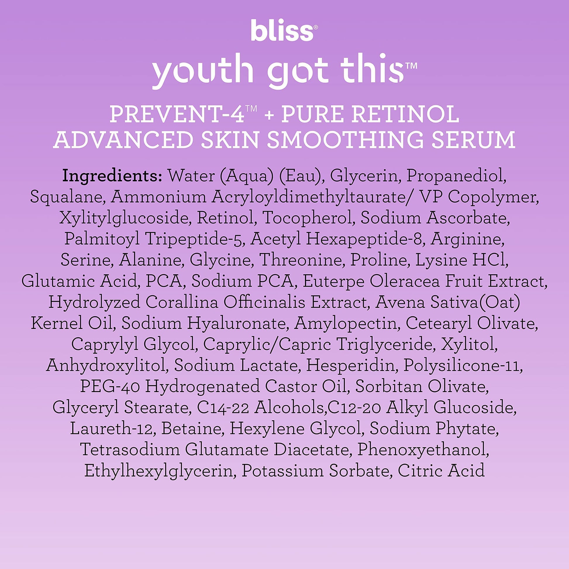 Bliss Youth Got This™ Prevent-4™ + Pure Retinol - 0.67 Fl Oz - Advanced Skin Bliss uk supplements