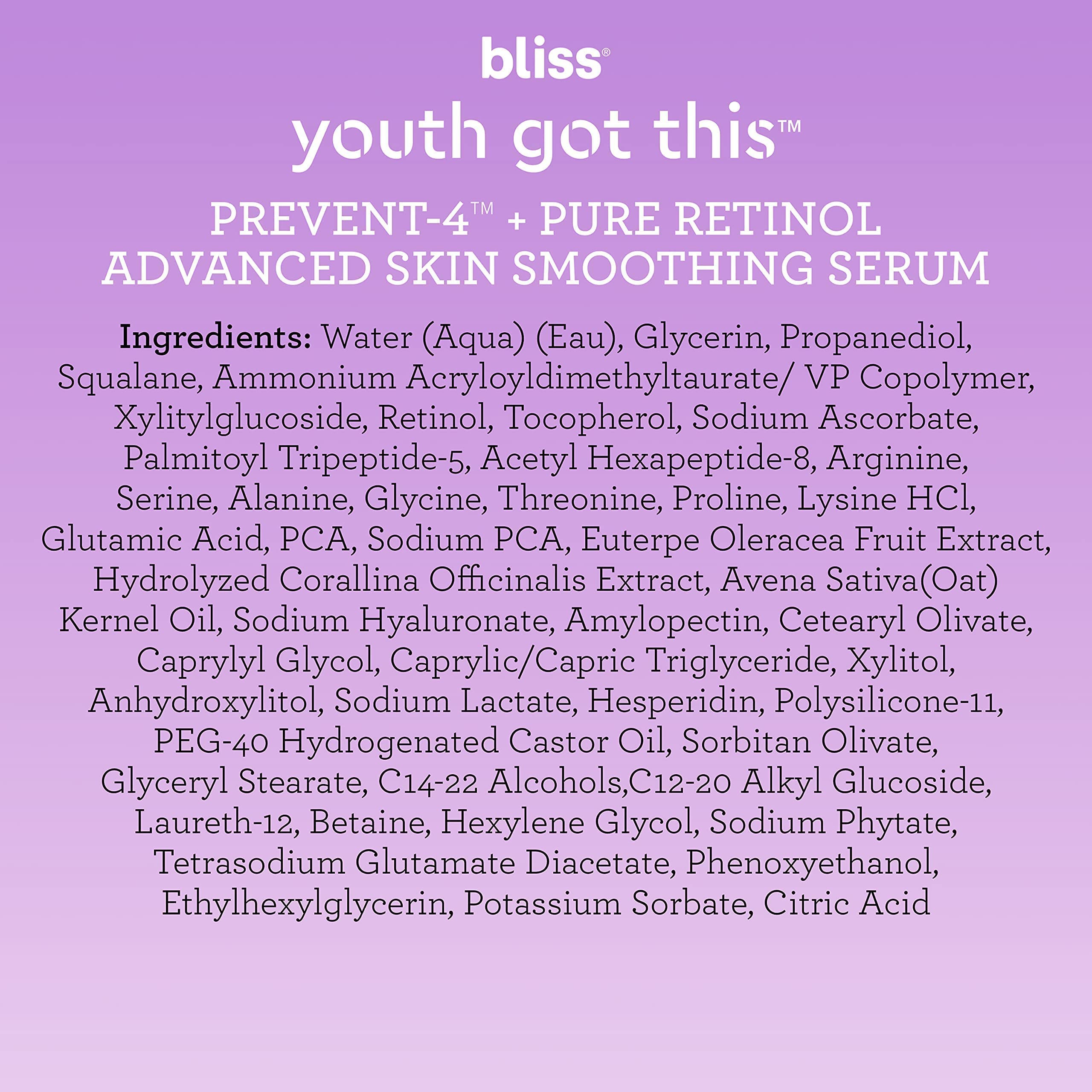 Bliss Youth Got This™ Prevent-4™ + Pure Retinol - 0.67 Fl Oz - Advanced Skin Bliss uk supplements