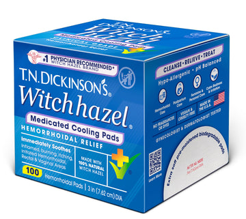 T.N. Dickinson’s Medicated Cooling Pads with Witch Hazel and Aloe | Hemorrhoid Treatment, Postpartum Care, Feminine & Rectal Relief | 100 Rounds T.N. Dickinson's uk supplements