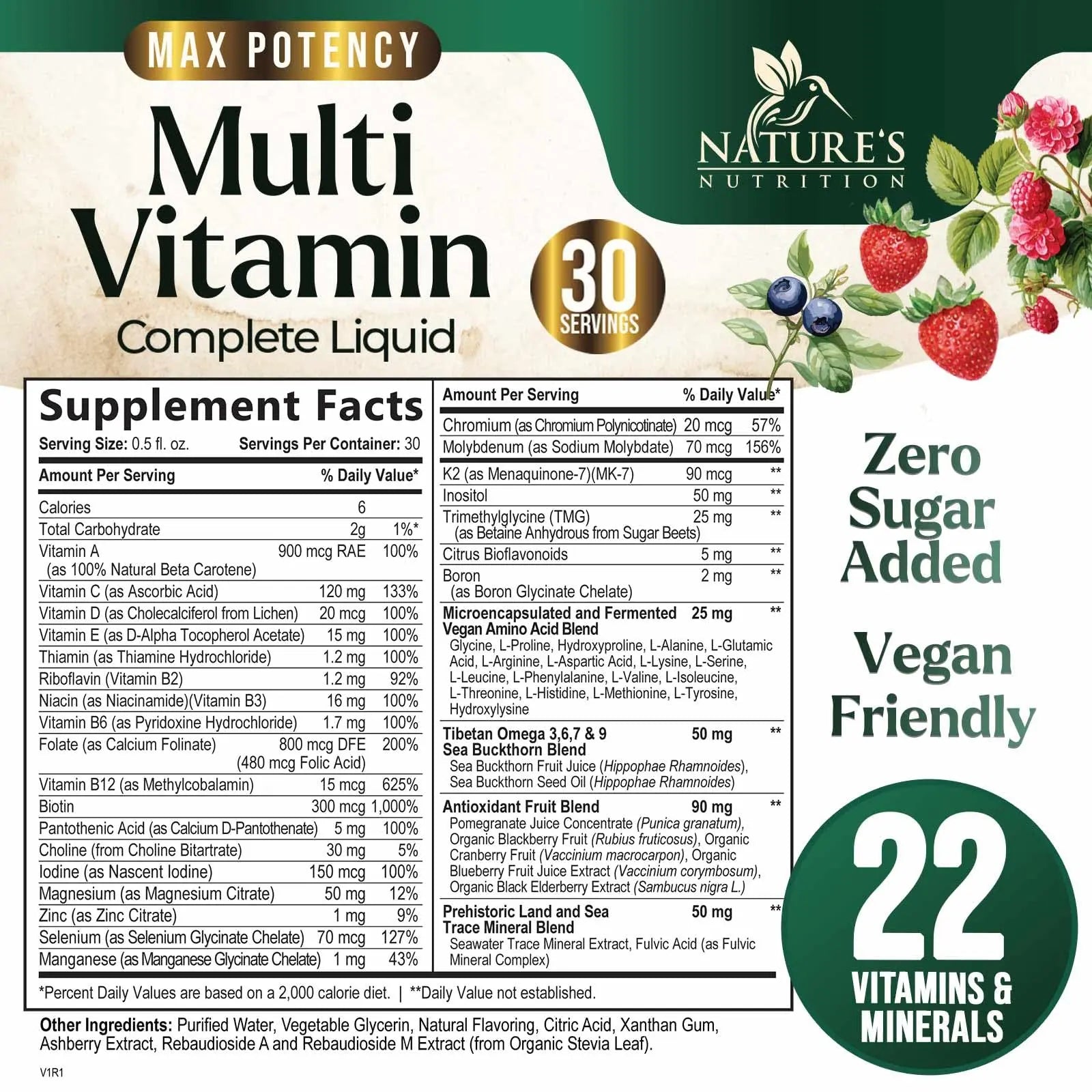 Liquid Multivitamin - Sugar Free Daily Multi Vitamin for Women, Men & Kids, Vitamins A, C, D, B-12, Biotin & Zinc - Supports Faster Hair Growth Nature's Nutrition uk supplements